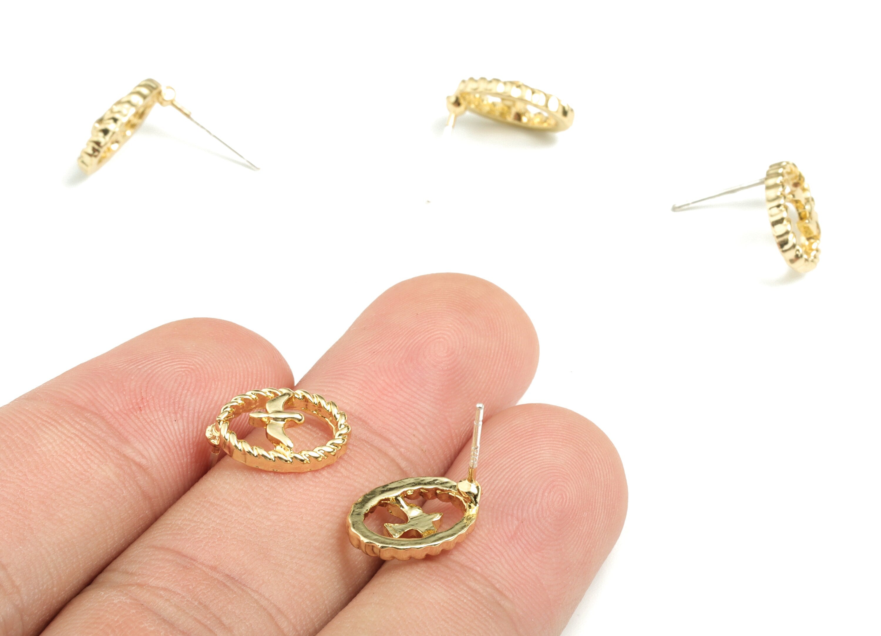 Alloy Mini Circle Earring Stud - Gold Alloy Mini Round Earring Post - Gold Tone Plated Alloy - Jewelry Supplies - 12.45x8.99x2.89mm - ZZ1743 - DOMEDBAZAAR