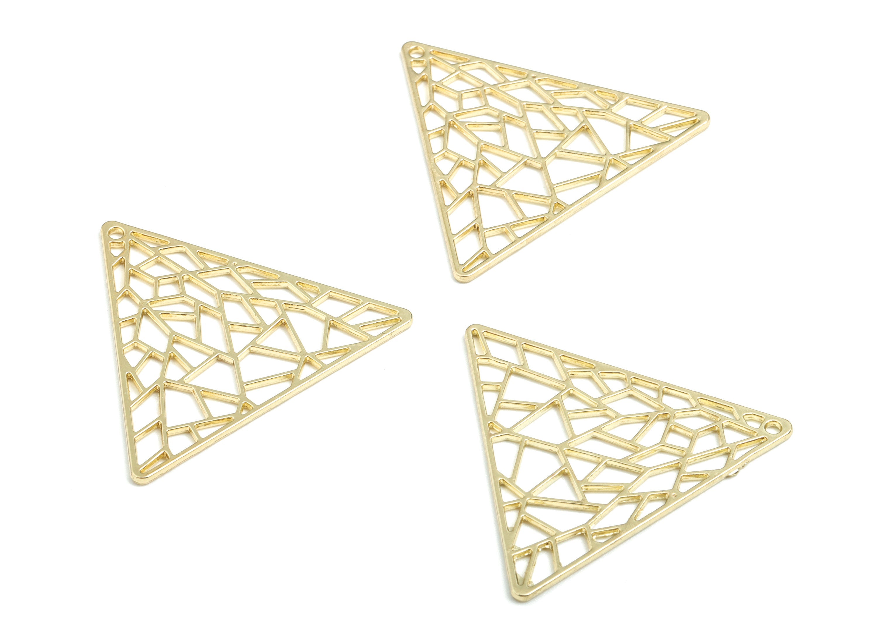 Alloy Triangle Earring Charms - Gold Alloy Triangle Pendant - Gold Tone Plated Alloy - Jewelry Supplies - 34.14x34.14x1.16mm - ZZ1717 - DOMEDBAZAAR