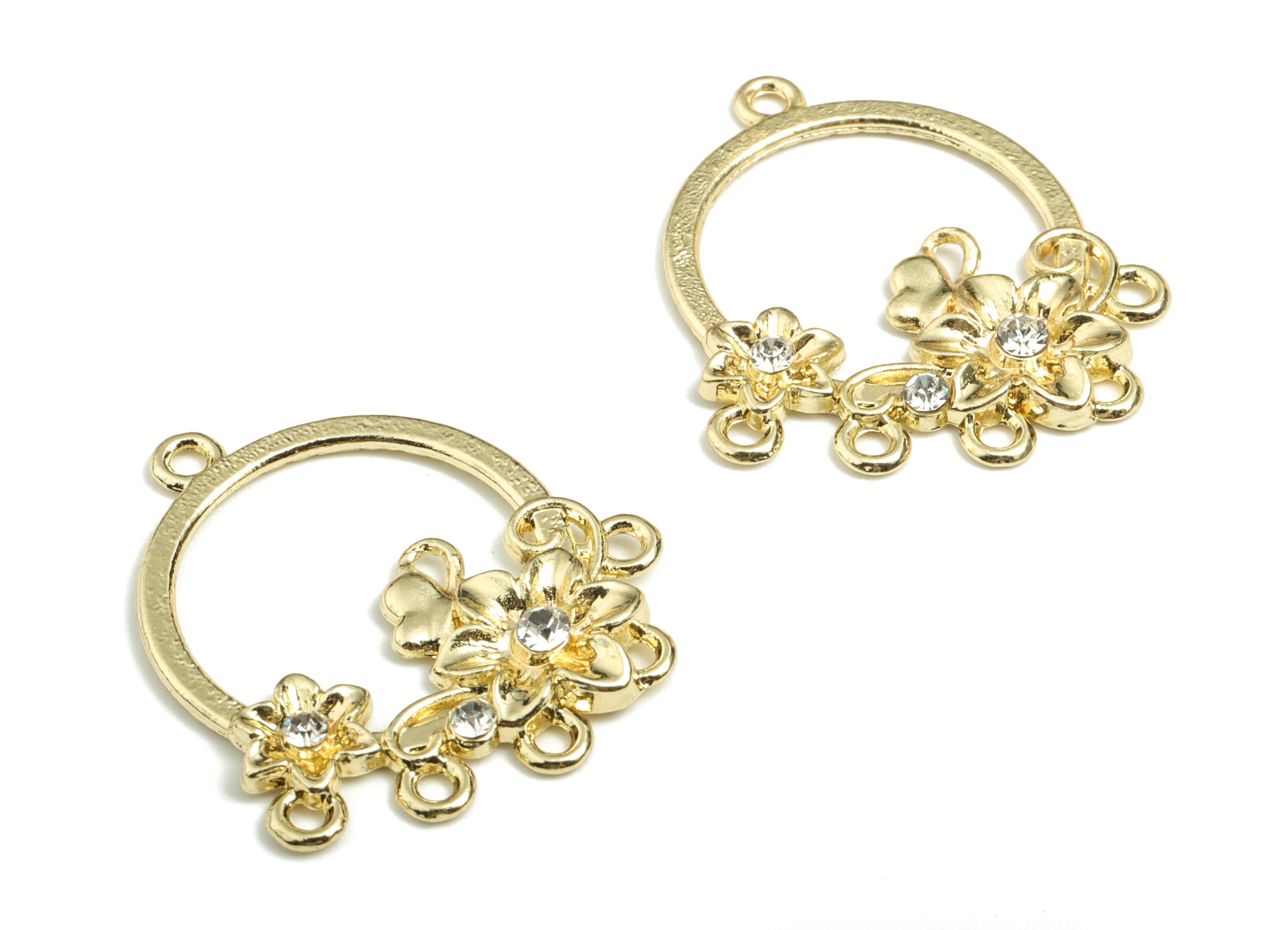 Alloy Hoop Earring Connector - Gold Hoop Earring Charms - 5 Holds - Gold Tone Plated Alloy - Jewelry Supplies - 30.62x27.33x2.58mm - ZZ1736 - DOMEDBAZAAR