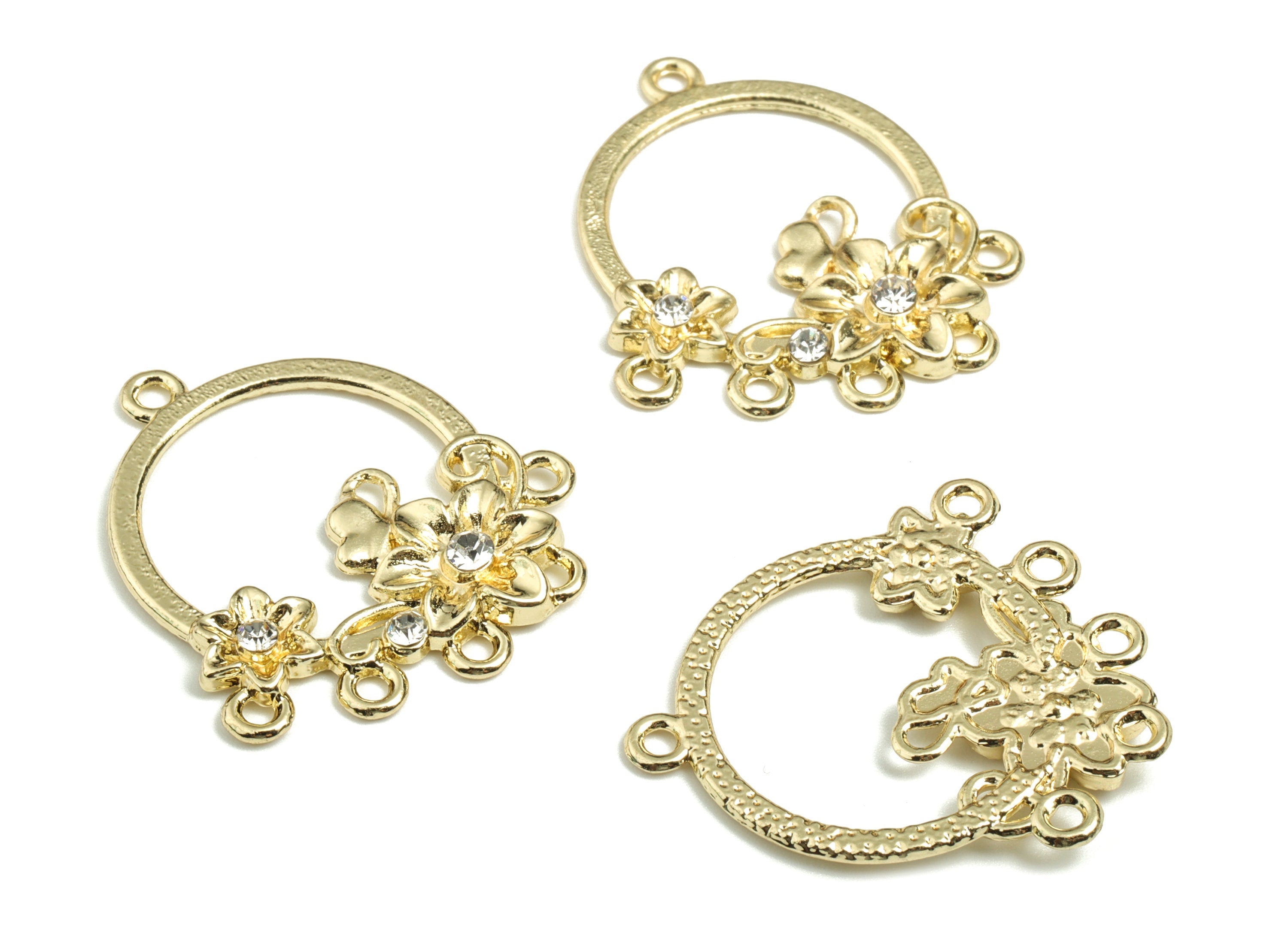 Alloy Hoop Earring Connector - Gold Hoop Earring Charms - 5 Holds - Gold Tone Plated Alloy - Jewelry Supplies - 30.62x27.33x2.58mm - ZZ1736 - DOMEDBAZAAR