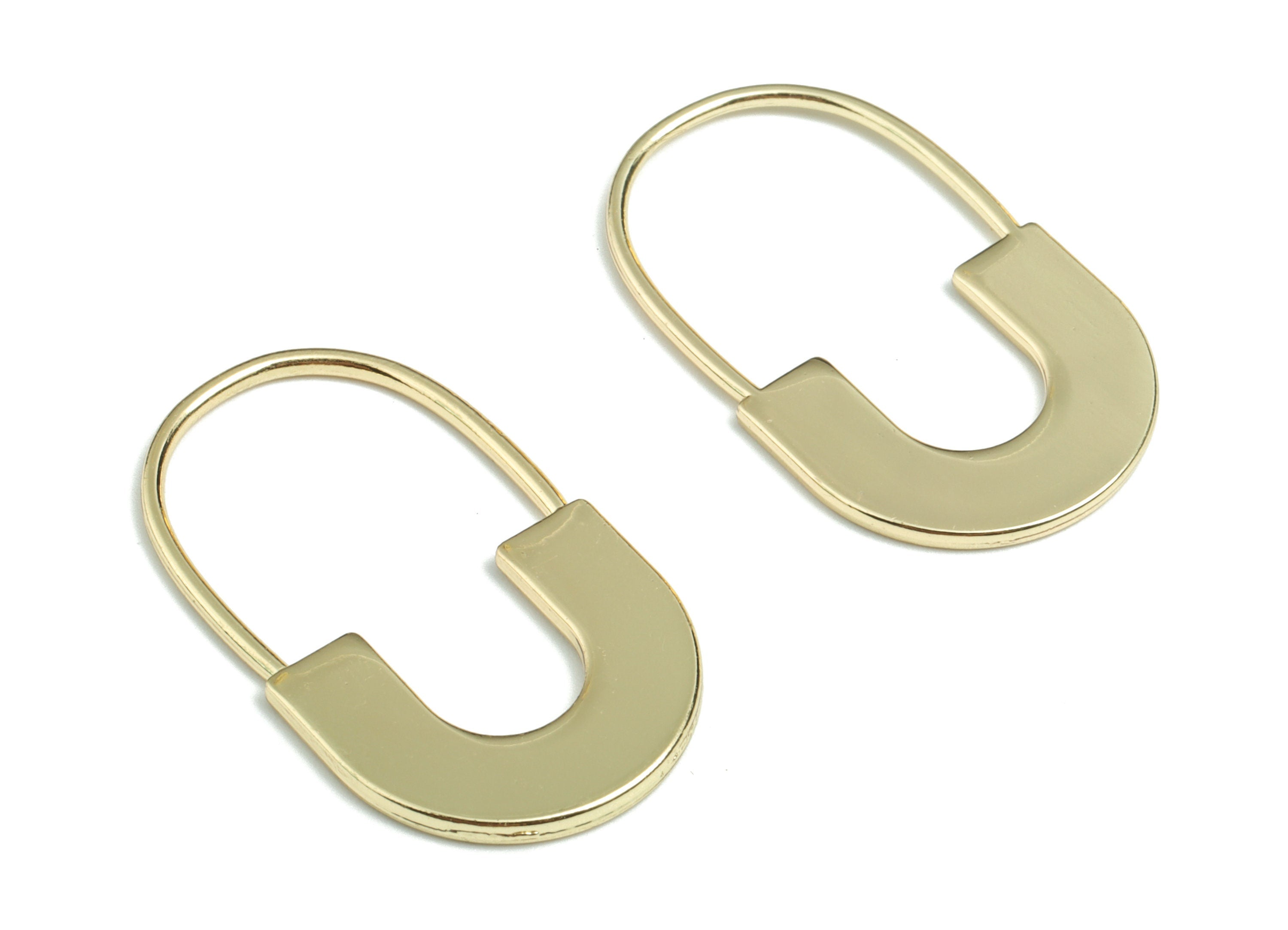 Alloy U Earring Charms - Gold Alloy Oval Pendant - Gold Tone Plated Alloy - Jewelry Supplies - 30.79x18.55x1.41mm - ZZ1715 - DOMEDBAZAAR