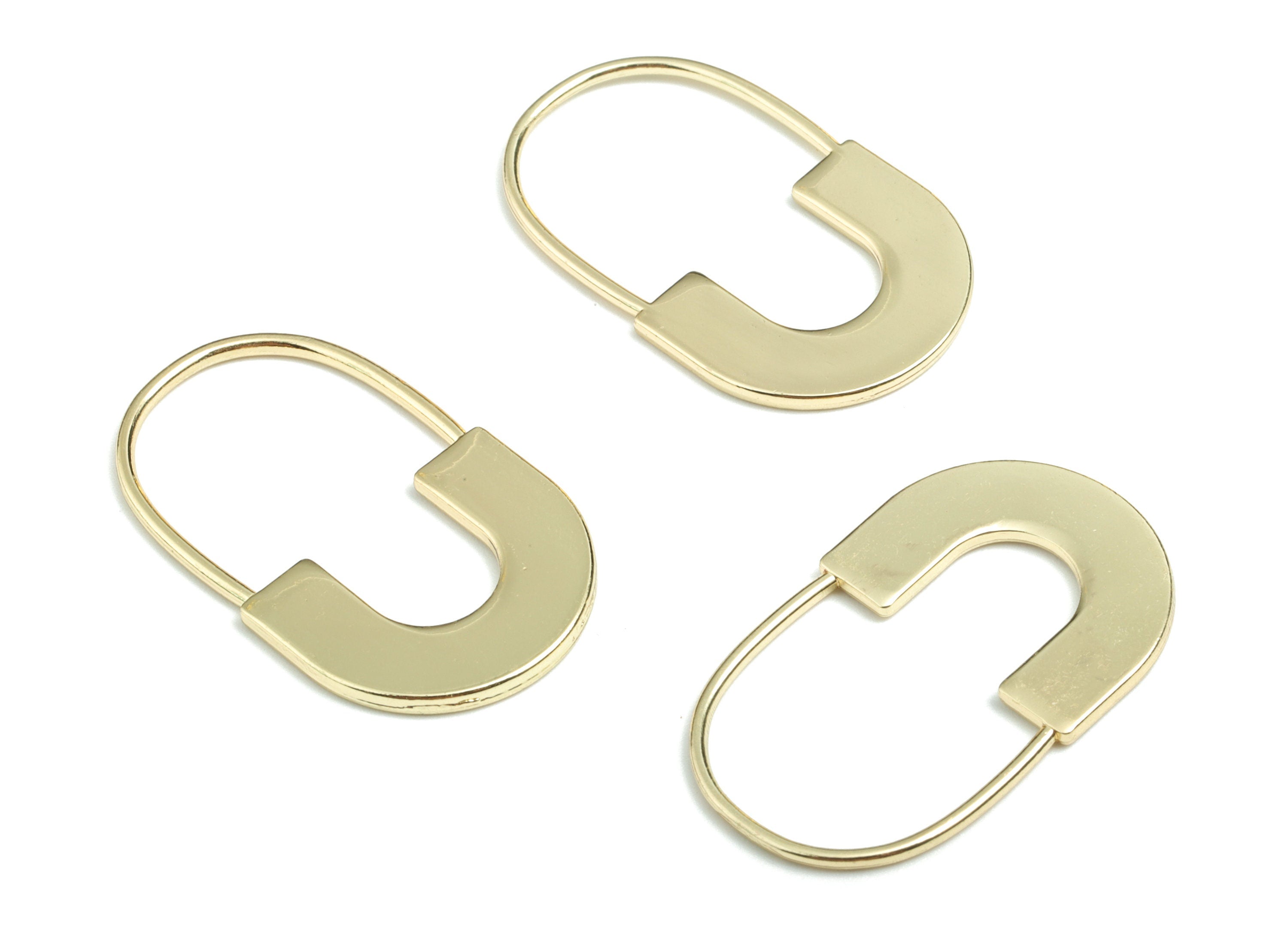 Alloy U Earring Charms - Gold Alloy Oval Pendant - Gold Tone Plated Alloy - Jewelry Supplies - 30.79x18.55x1.41mm - ZZ1715 - DOMEDBAZAAR