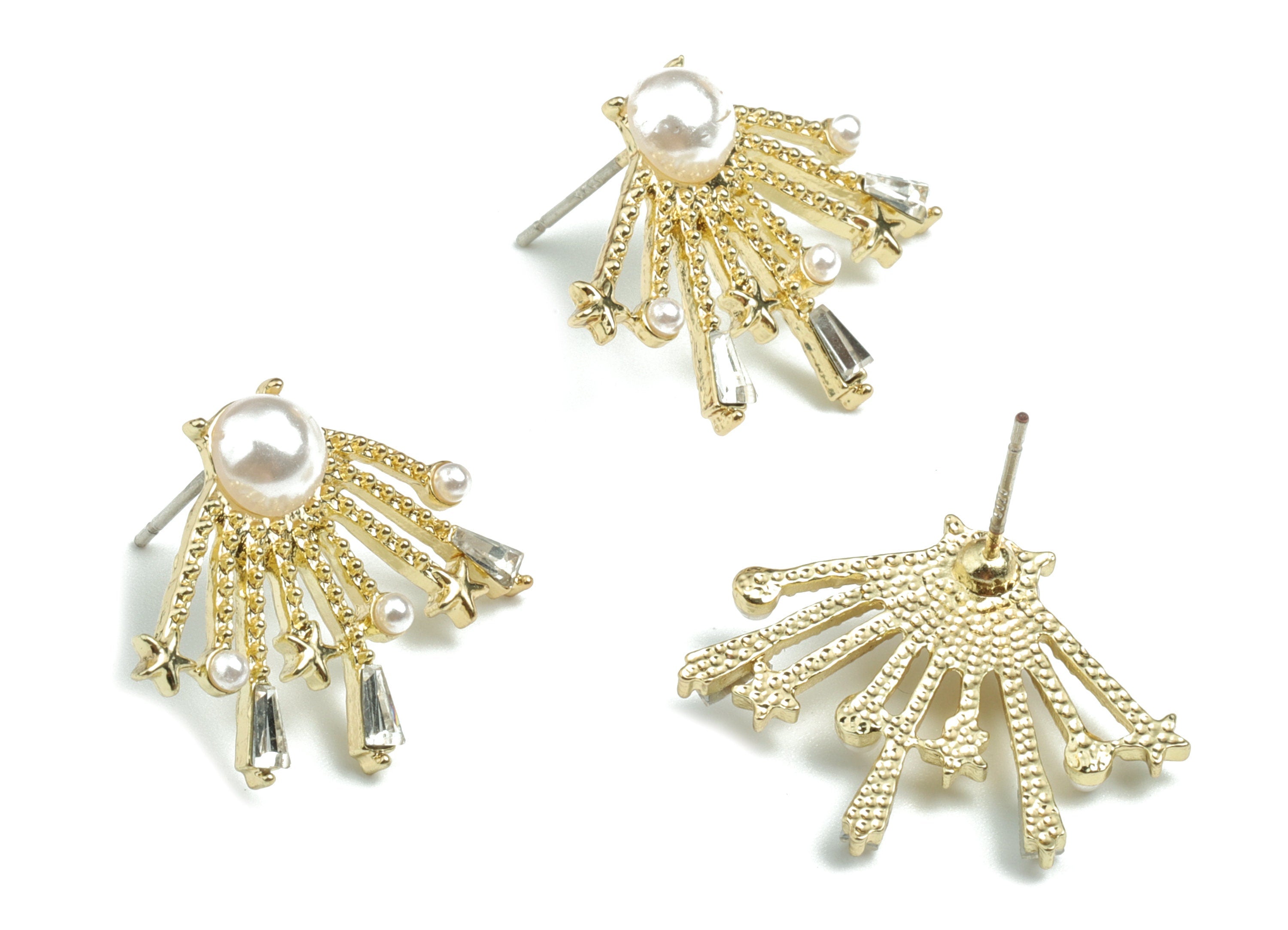 Alloy Branch Earring Stud - Gold Alloy Branch Earring Post - Gold Tone Plated Alloy - Jewelry Supplies - 25.12x19.61x5.44mm - ZZ1734 - DOMEDBAZAAR