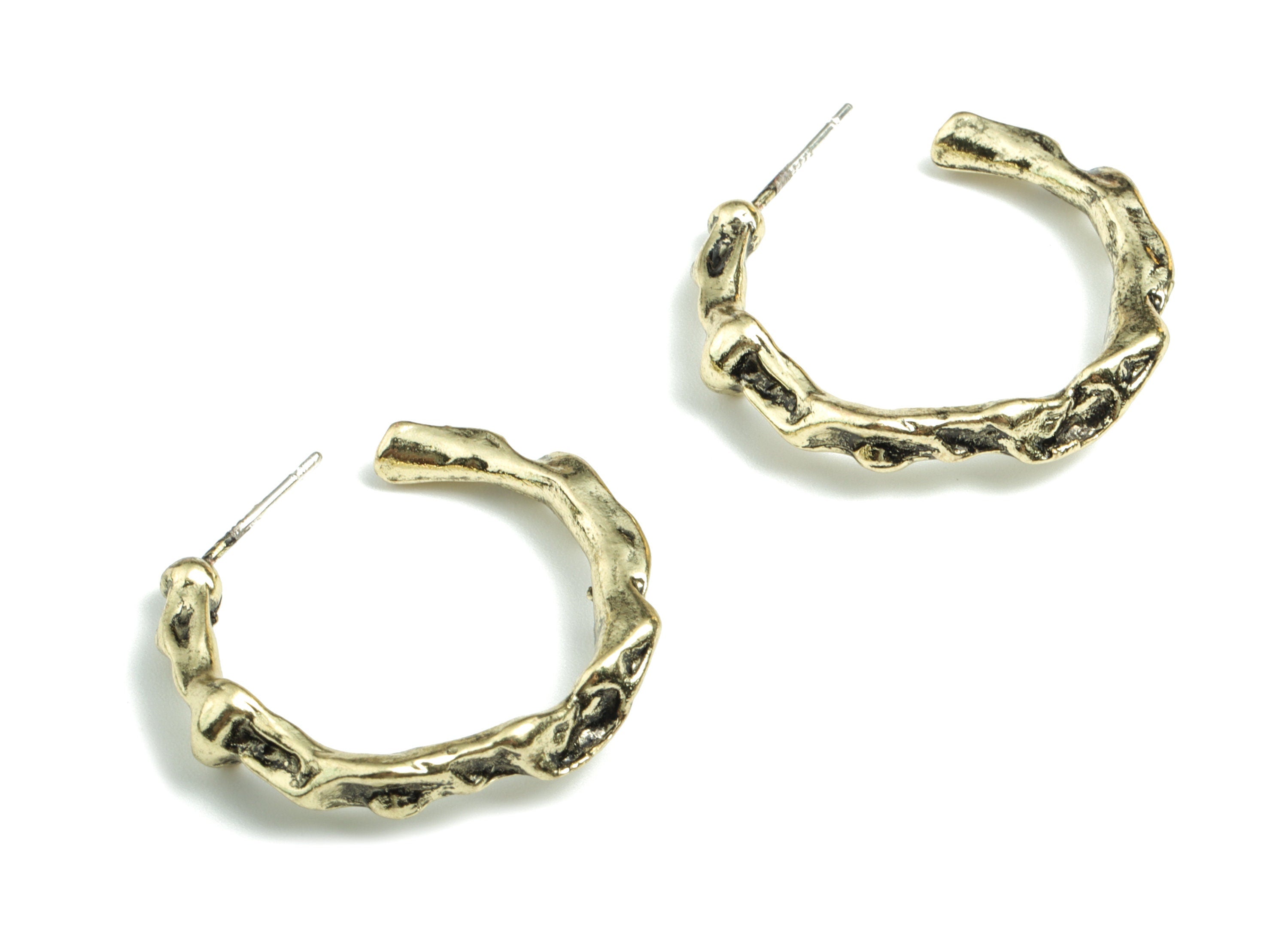 Alloy Hoop Earring Stud - Gold Alloy C Earring Post - Gold Tone Plated Alloy - Jewelry Supplies - 26.59x26.07x5.07mm - ZZ1729 - DOMEDBAZAAR