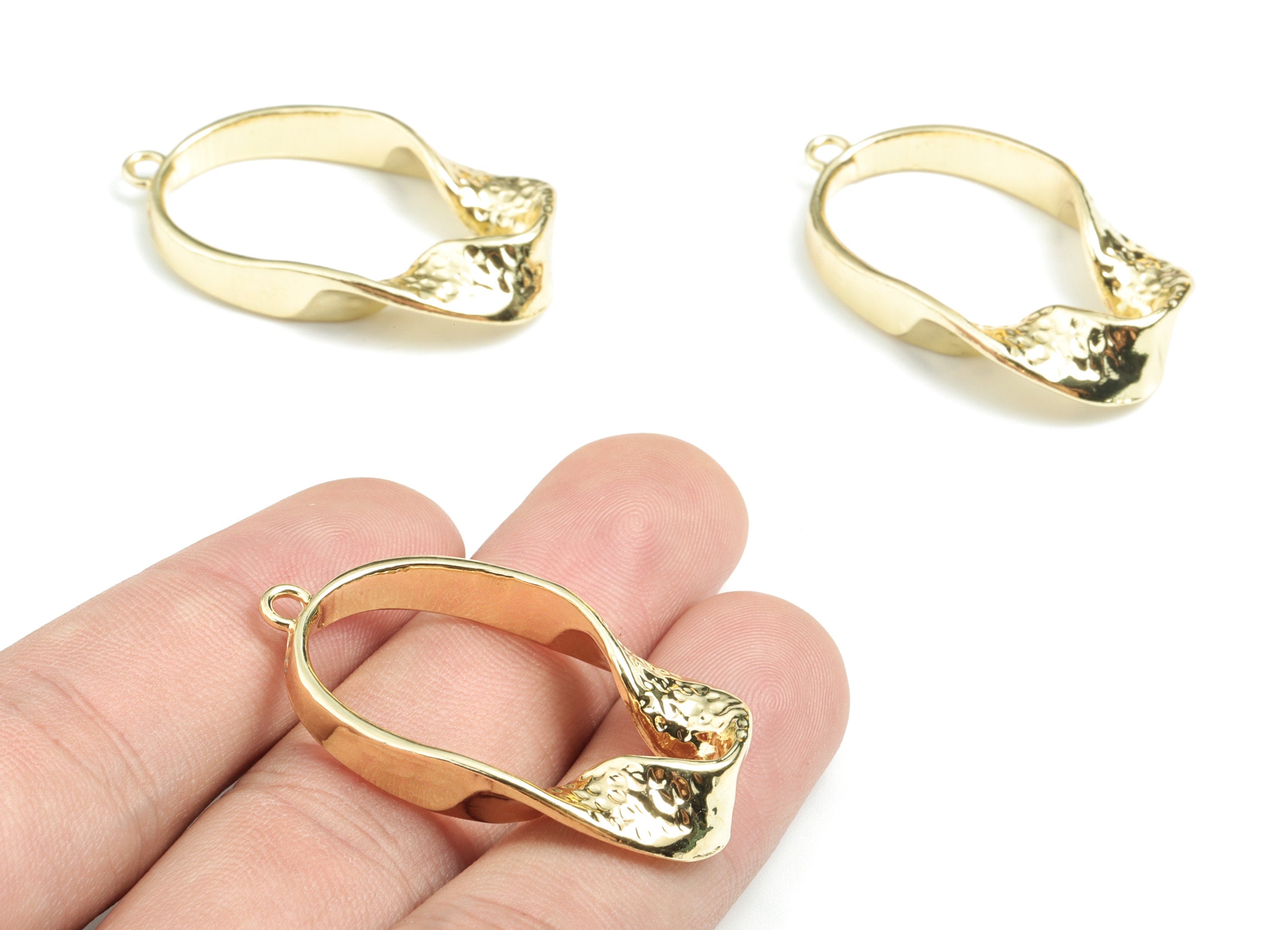Alloy Geometry Earring Charms - Gold Alloy Geometry Pendant - Gold Tone Plated Alloy - Jewelry Supplies - 39.05x21.06x6.93mm - ZZ1711 - DOMEDBAZAAR
