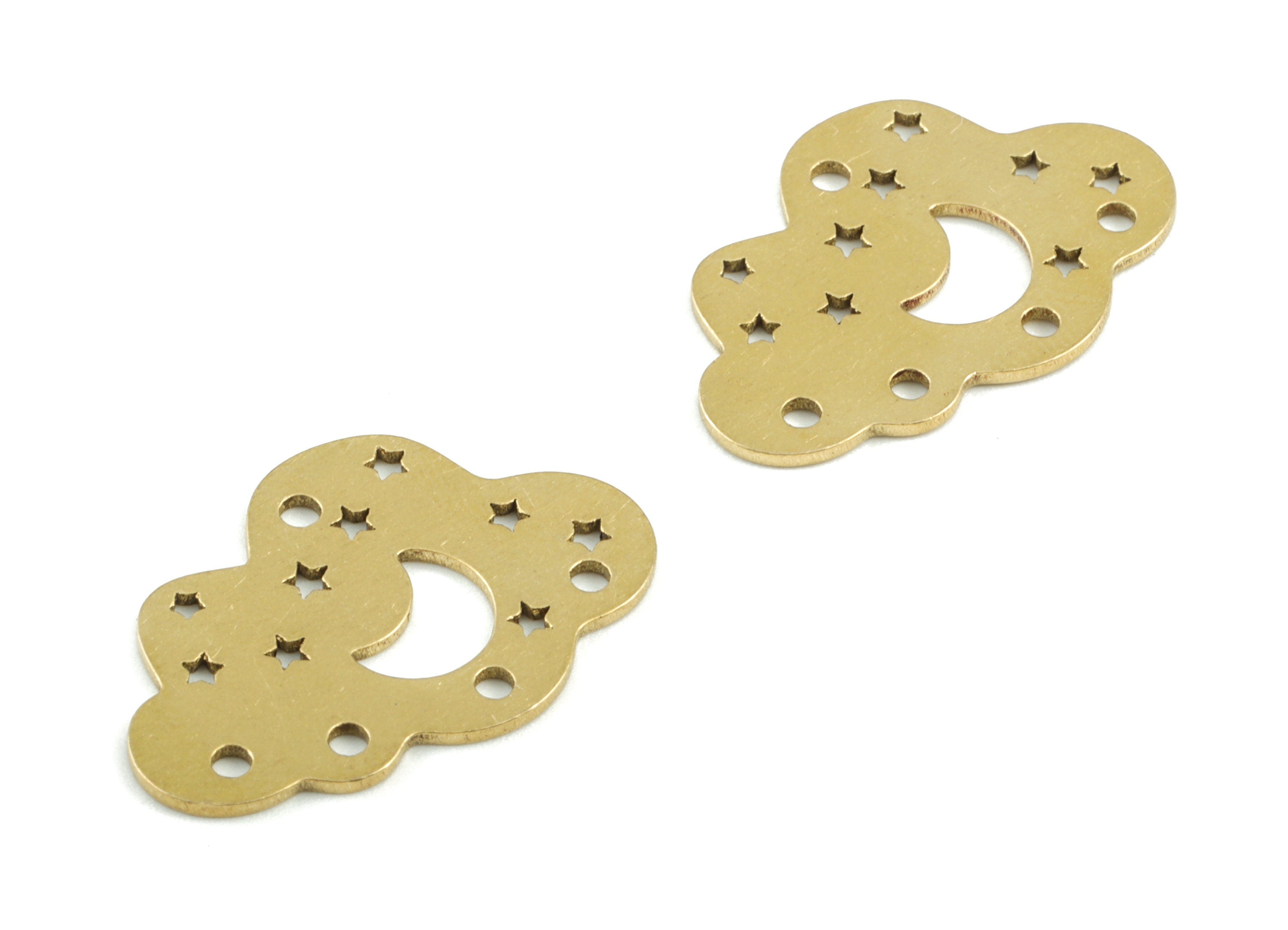Brass Cloud Crescent Stars Earring Charms - Raw Brass Moon Cloud Stars Pendant - Jewelry Supplies - 24.87x16.67x0.79mm - PPM2785 - DOMEDBAZAAR