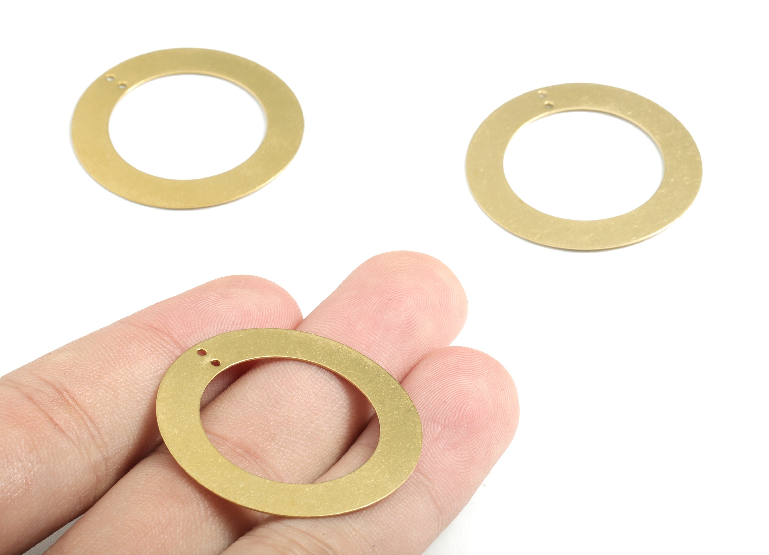 Brass Hoop Earring Connector - Raw Brass Round Necklace Connector - Earring Findings - Jewelry Supplies - 34.02x34.02x0.42mm - PP3573 - DOMEDBAZAAR