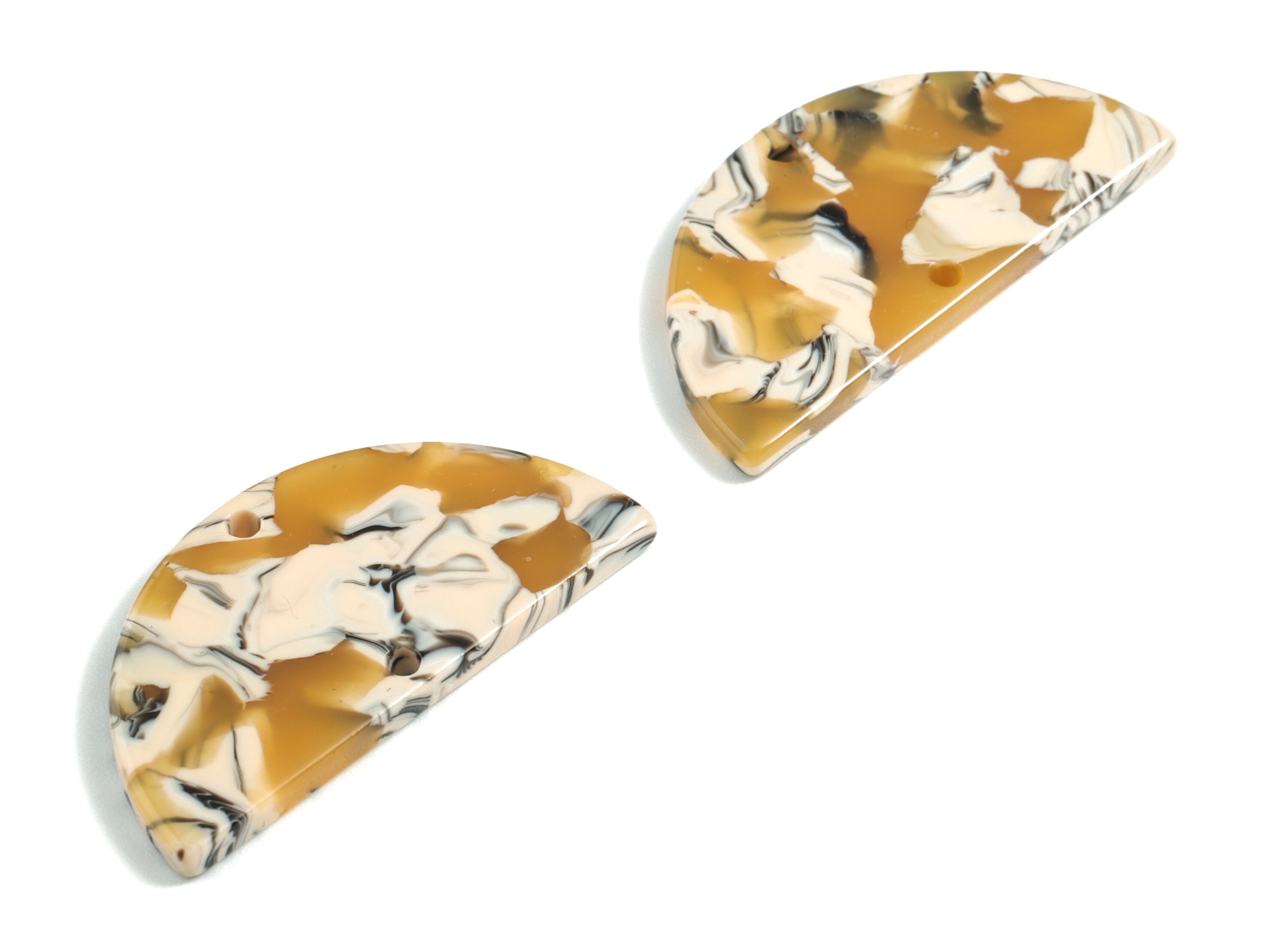 Acetate Semicircle Connectors - Half Moon Earrings Charms - Jewelry Supplies - 2 Holes - Color Code:A14 - 36.22x17.76x2.44mm - AC1794-A14 - DOMEDBAZAAR