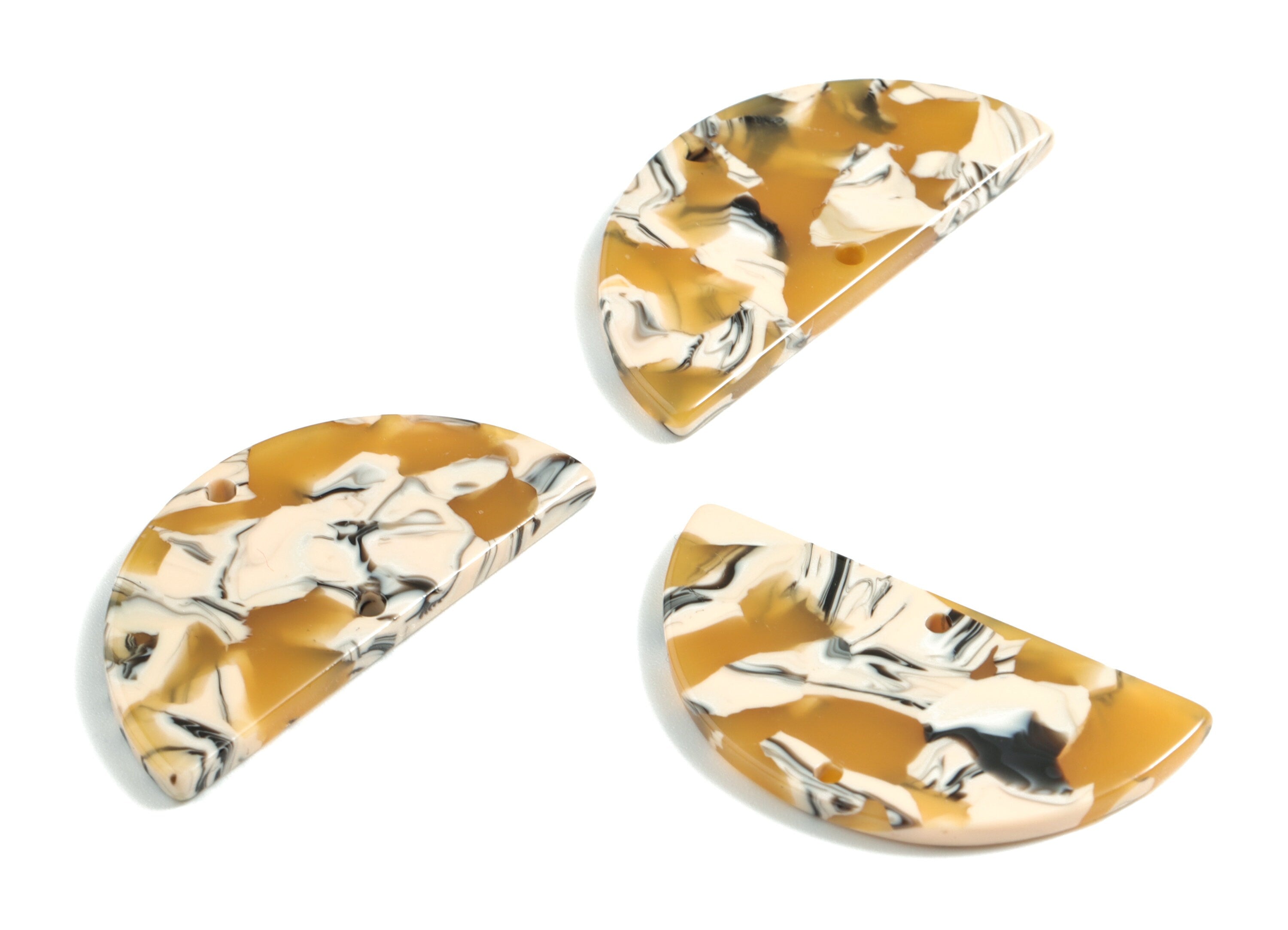 Acetate Semicircle Connectors - Half Moon Earrings Charms - Jewelry Supplies - 2 Holes - Color Code:A14 - 36.22x17.76x2.44mm - AC1794-A14 - DOMEDBAZAAR