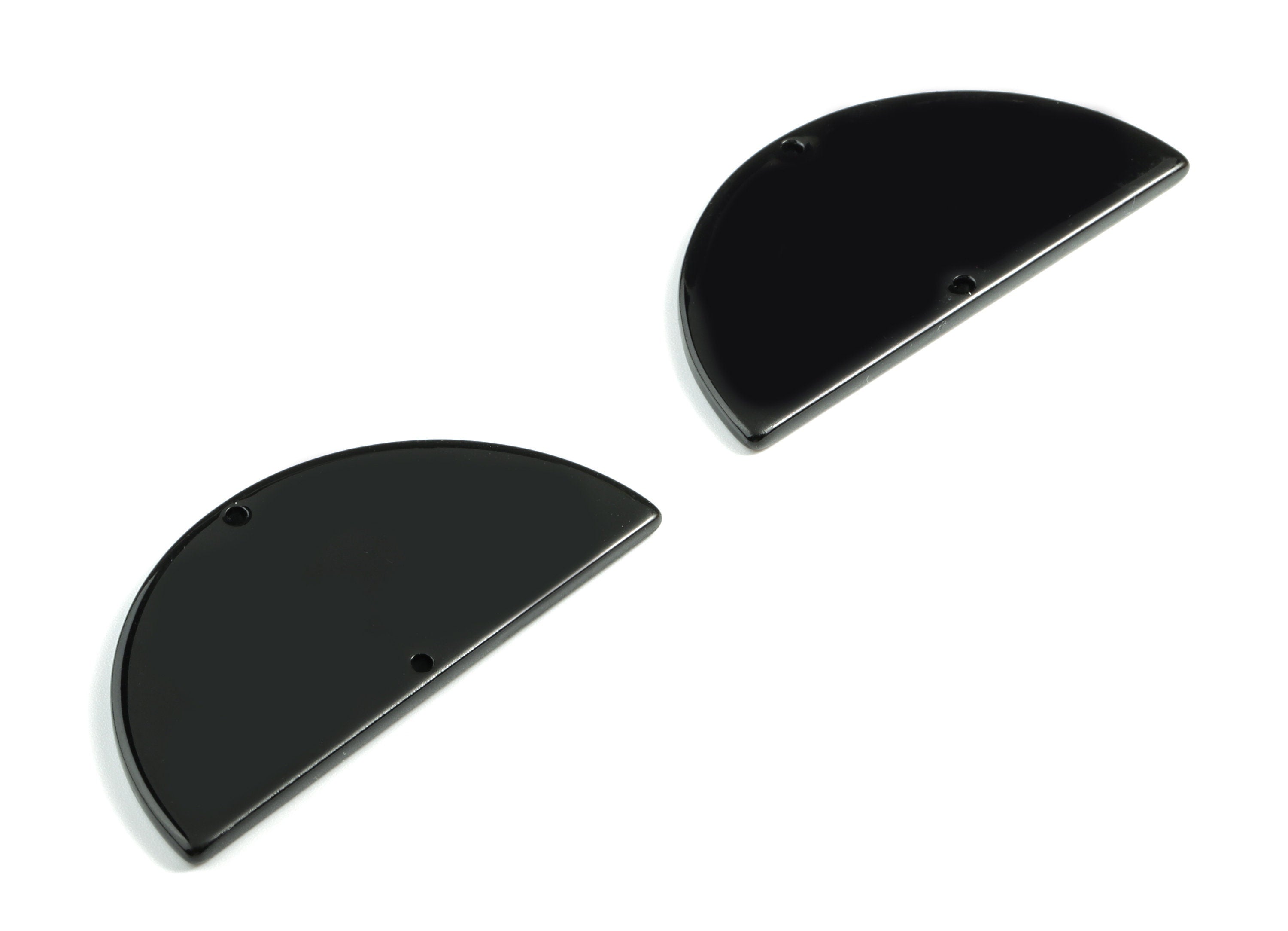 Acrylic Semicircle Connectors - Black Half Moon Earring Charm - 2 Holes - Color Code:A68 - 57.82x28.55x2.55mm - AC1805-A66 - DOMEDBAZAAR