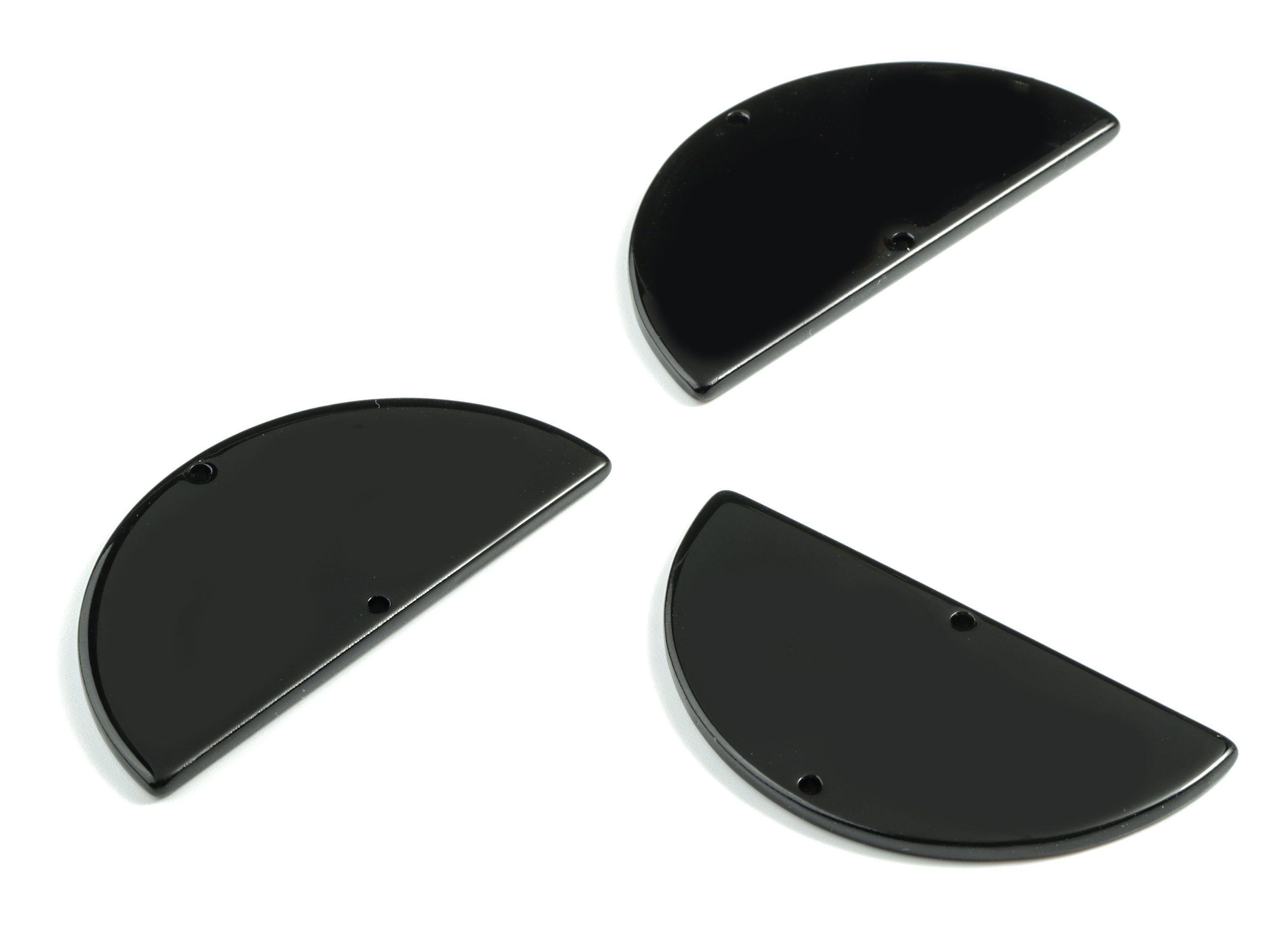 Acrylic Semicircle Connectors - Black Half Moon Earring Charm - 2 Holes - Color Code:A68 - 57.82x28.55x2.55mm - AC1805-A66 - DOMEDBAZAAR