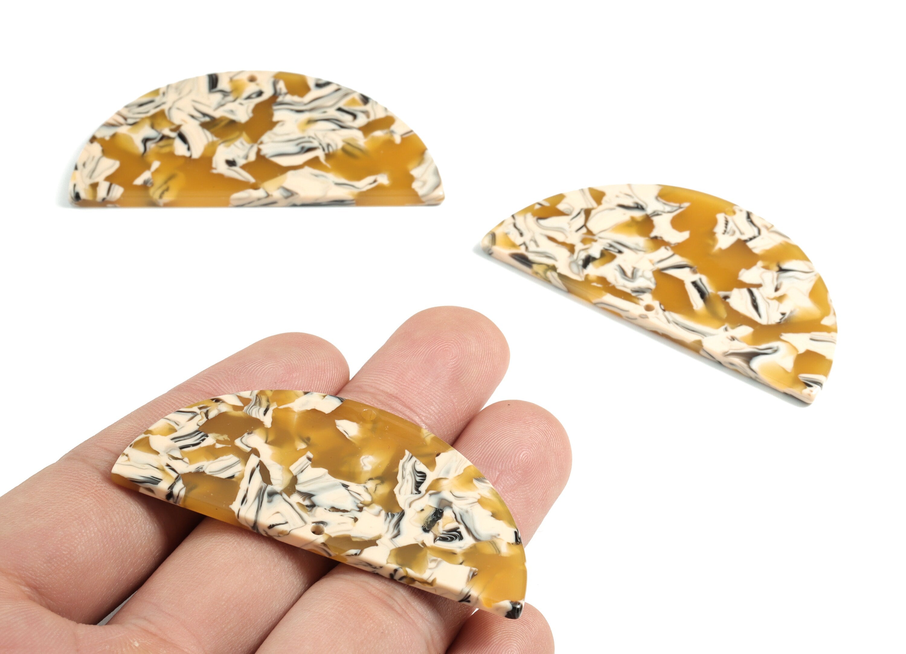 Acetate Semicircle Connectors - 2 Holes - Half Moon Connector - Jewelry Supplies - Color Code:A21 - 57.5x28.64x2.51mm - AC1805-A14 - DOMEDBAZAAR