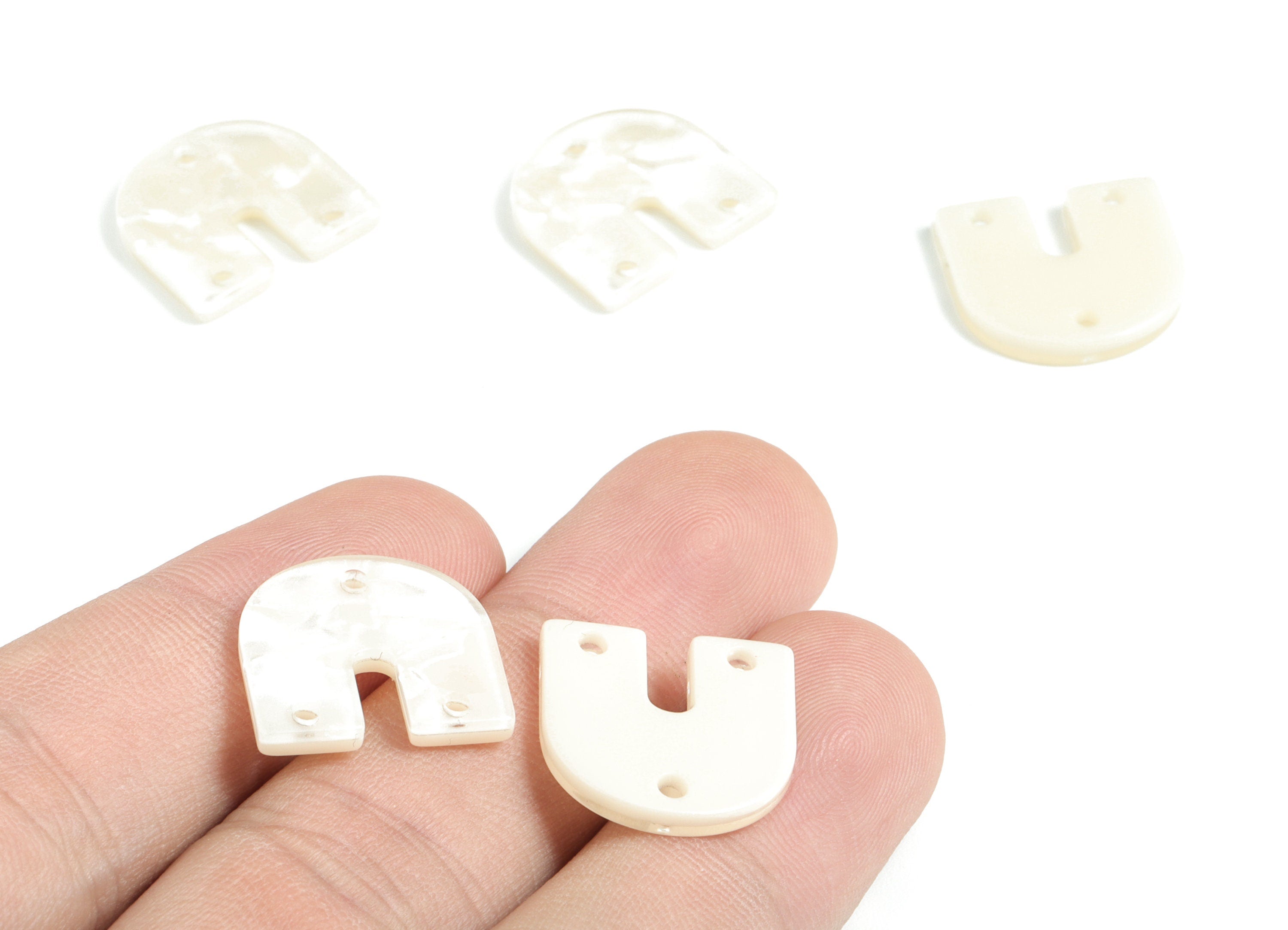 Acrylic U Earring Connectors - Horsehoe 3 Holes Earring Charms - Jewelry Supplies - Color Code: A31 - 16.92x16x2.42mm - AC1467-A31 - DOMEDBAZAAR