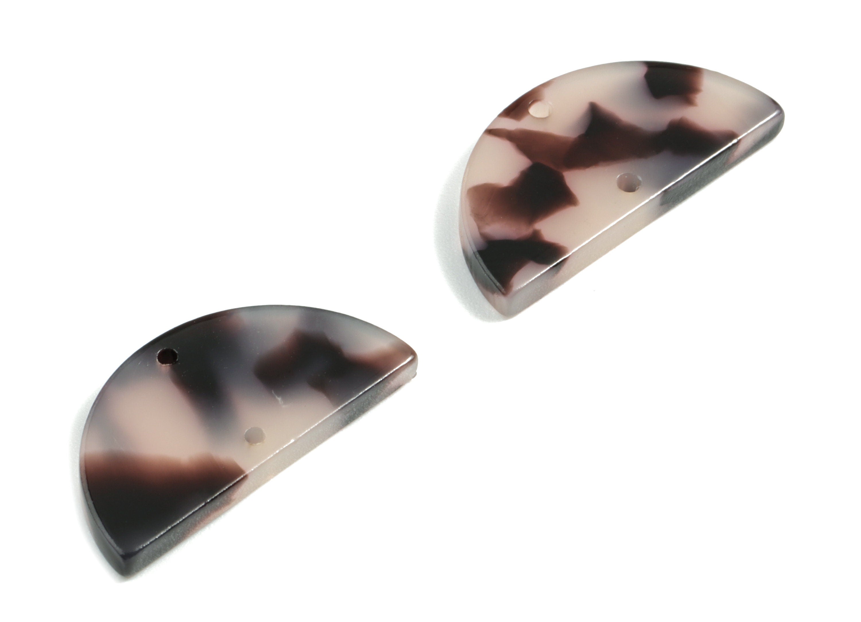 Acetate Half Moon Connector - Semi Circle Earring Charms - Blond Tortoise Shell - 2 Holes - Color Code:A06 - 22.59x11.33x2.42mm - AC1957-A06 - DOMEDBAZAAR