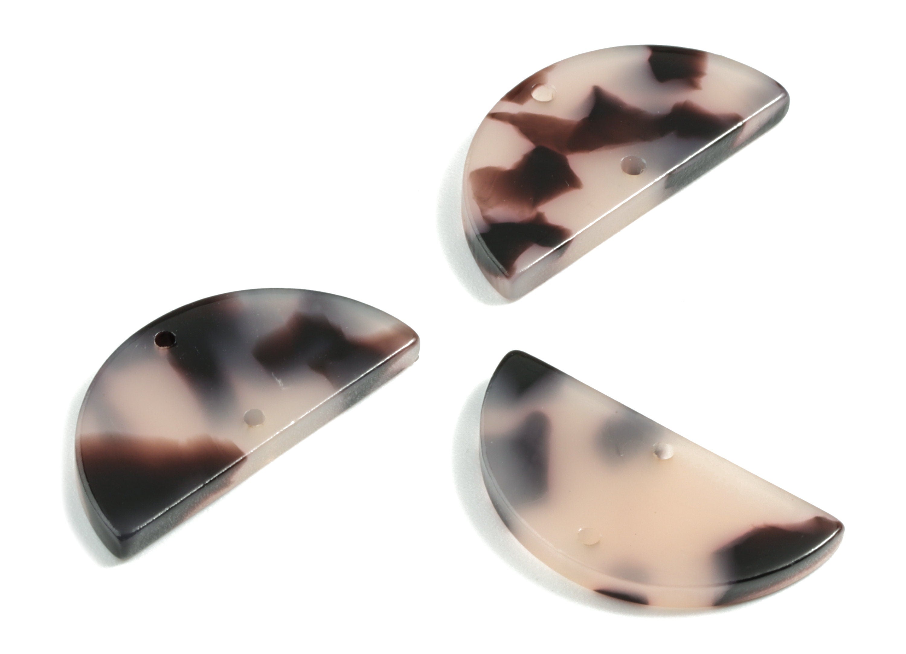 Acetate Half Moon Connector - Semi Circle Earring Charms - Blond Tortoise Shell - 2 Holes - Color Code:A06 - 22.59x11.33x2.42mm - AC1957-A06 - DOMEDBAZAAR