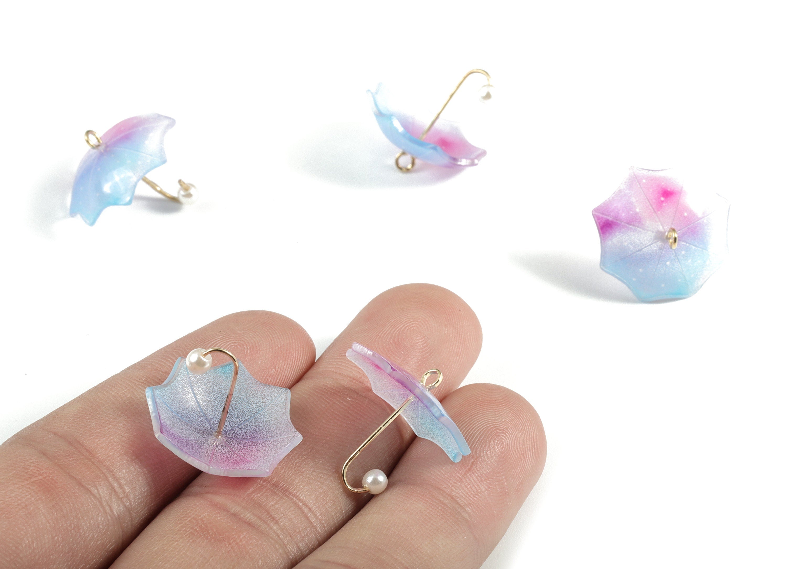 Acrylic Umbrella Earring Charms - Acrylic Umbrella Pendant - Earring Findings - Jewelry Supplies - 18.82x20.75x8.28mm - AC1983A - DOMEDBAZAAR