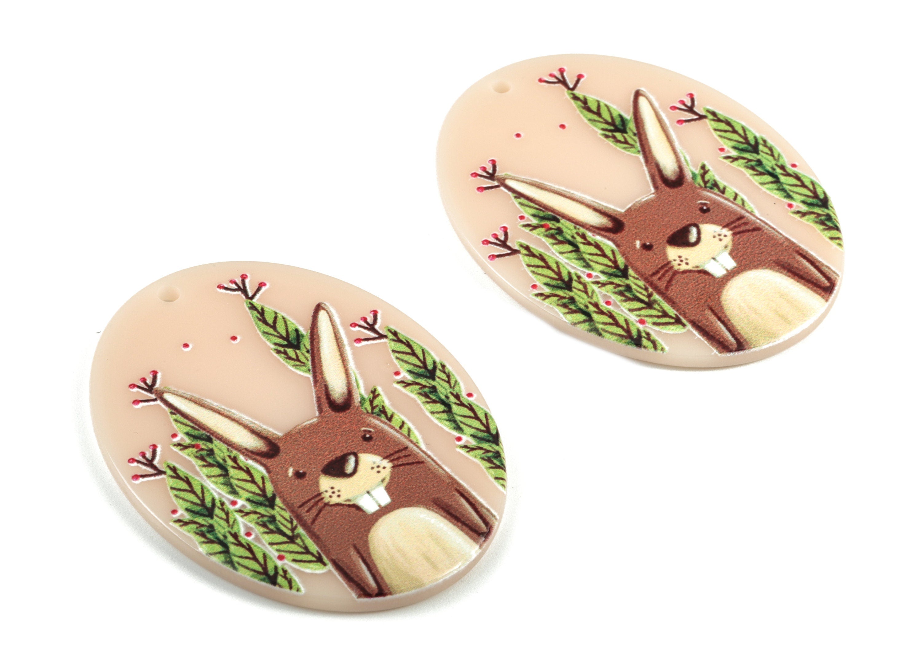 Acrylic Squirrel Earring Charms - Acrylic Oval Squirrel Pendant - Earring Findings - Jewelry Supplies - 46.85x36.51x2.4mm - AC1990 - DOMEDBAZAAR