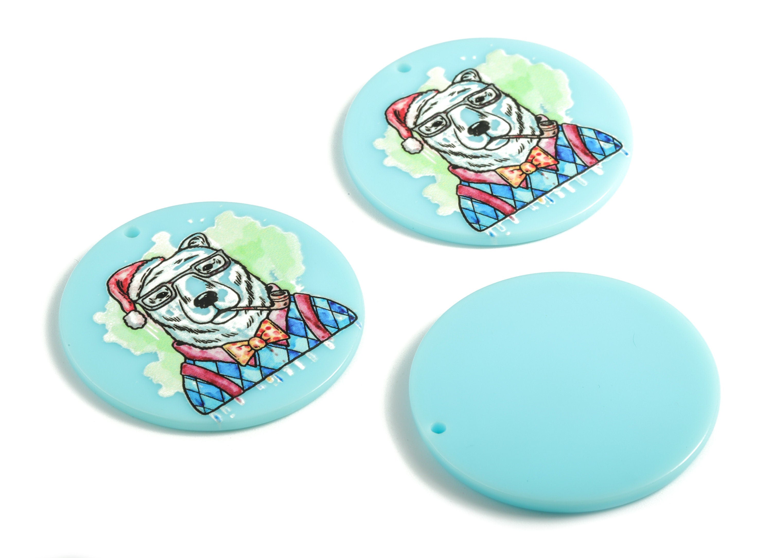 Acrylic Dog Round Earring Charms - Acrylic Circle Dog Pandant - Earring Findings - Jewelry Supplies - 39.68x39.68x2.64mm - AC2002 - DOMEDBAZAAR