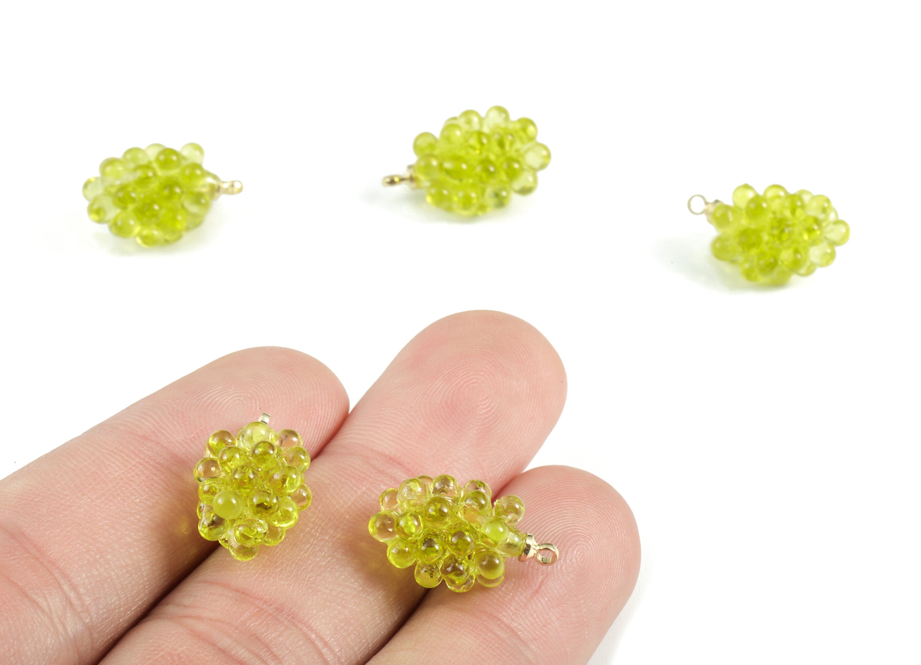Acrylic Grape Earring Charms - Acrylic Grape Pendant - Earring Findings - Jewelry Supplies - 17.92x10.44x9.61mm - AC2001B - DOMEDBAZAAR