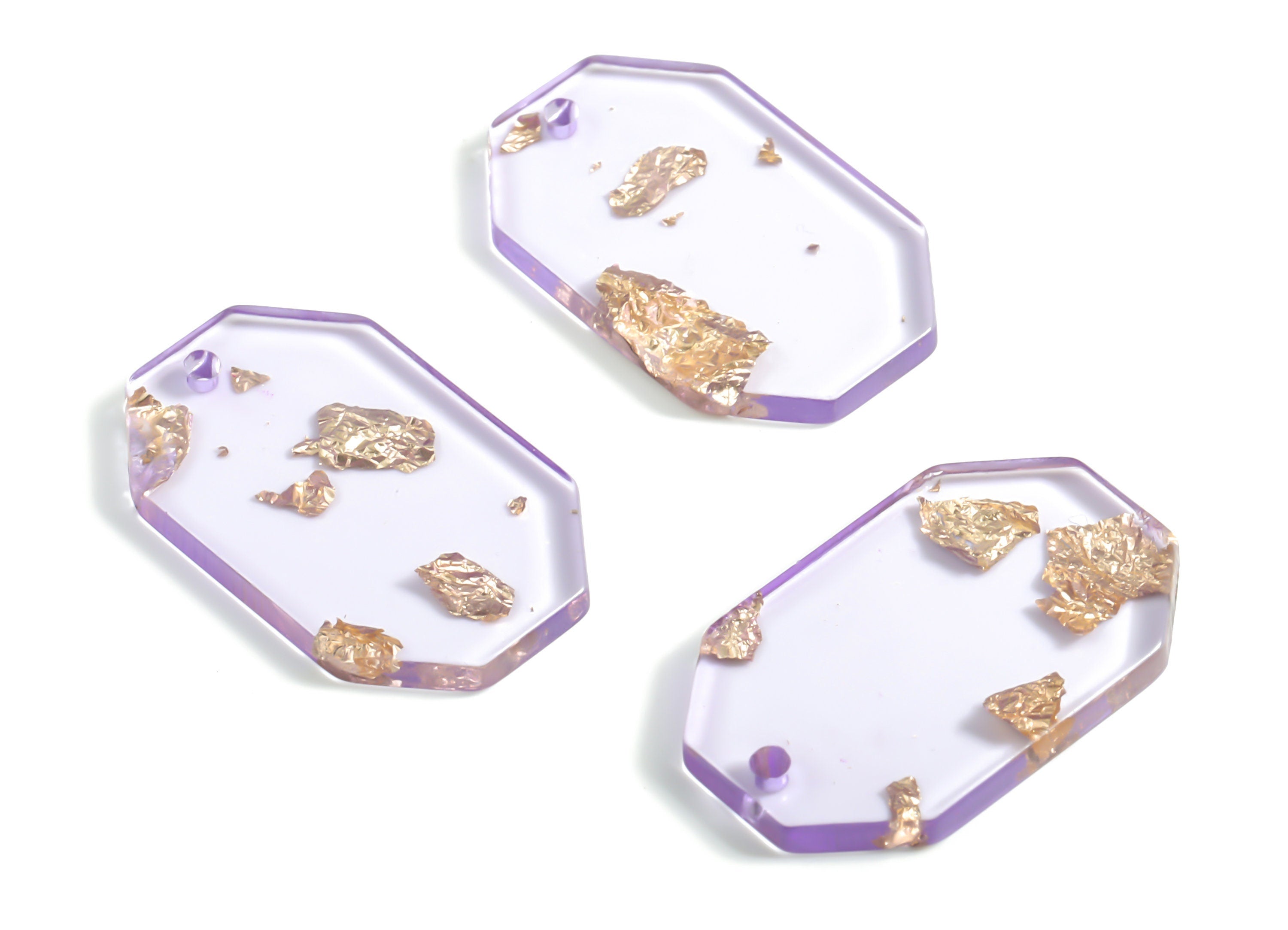 Acrylic Octagon Charms - Gold Foil & Confetti - Octagon Earrings and Pendant - Color Code: A293 - 28.09x17.47x2.38mm - AC1611-A293 - DOMEDBAZAAR