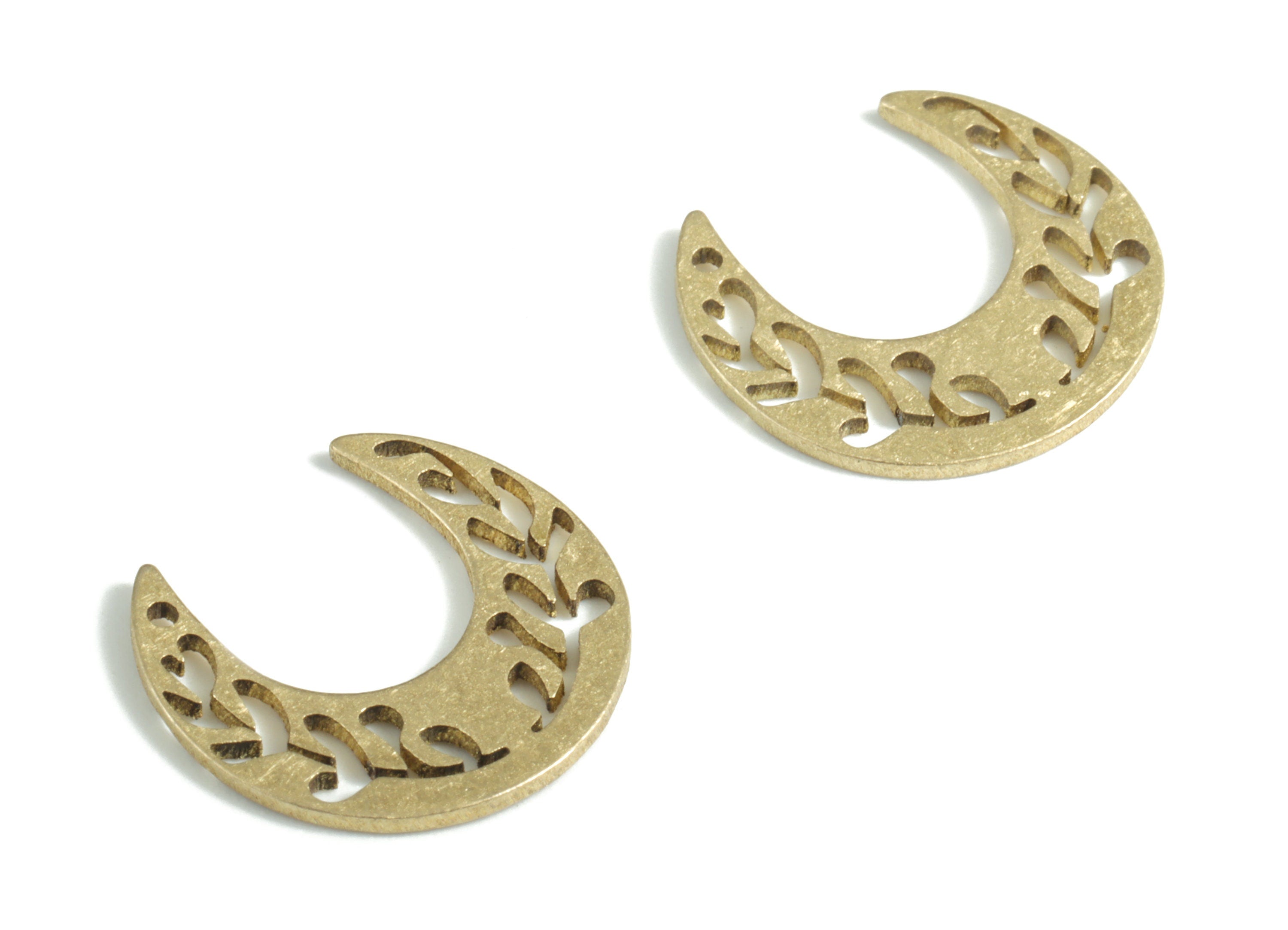 Brass Crescent Earring Charms - Raw Brass Moon Pendant - Earrings Finding - Jewelry Supplies - 15x14.33x0.84mm - PPM2950 - DOMEDBAZAAR