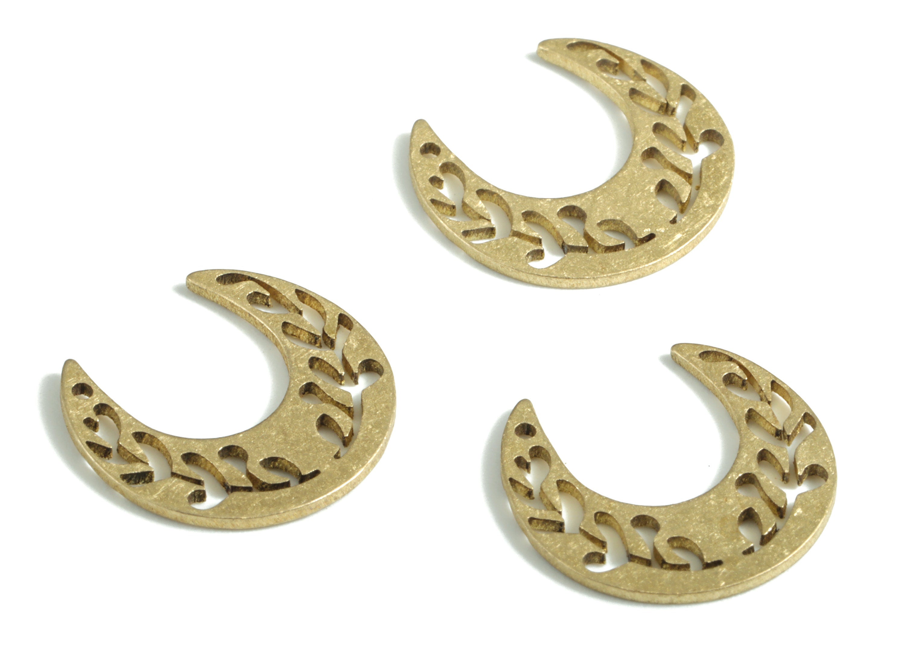 Brass Crescent Earring Charms - Raw Brass Moon Pendant - Earrings Finding - Jewelry Supplies - 15x14.33x0.84mm - PPM2950 - DOMEDBAZAAR