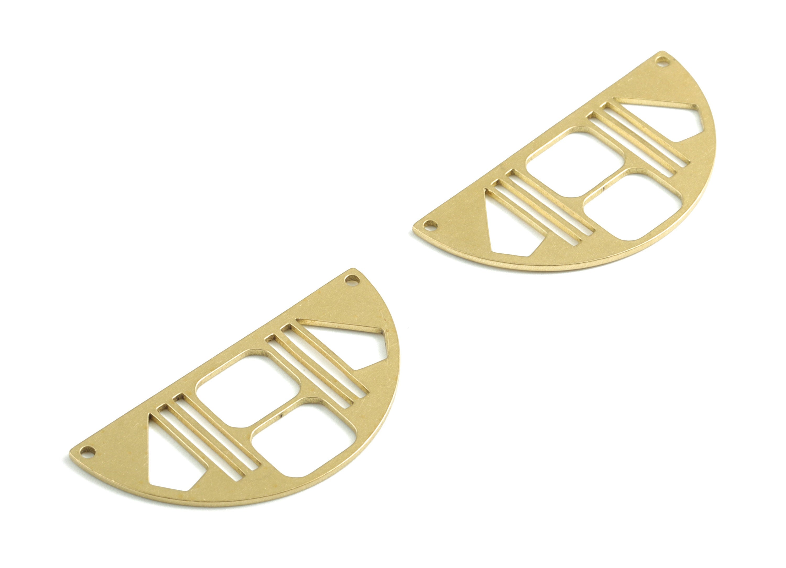 Brass Half Moon Earring Charms - Raw Brass Semi circle Pendant - Earrings Finding - Jewelry Supplies - 34.7x16.99x0.9mm - PPM2894 - DOMEDBAZAAR