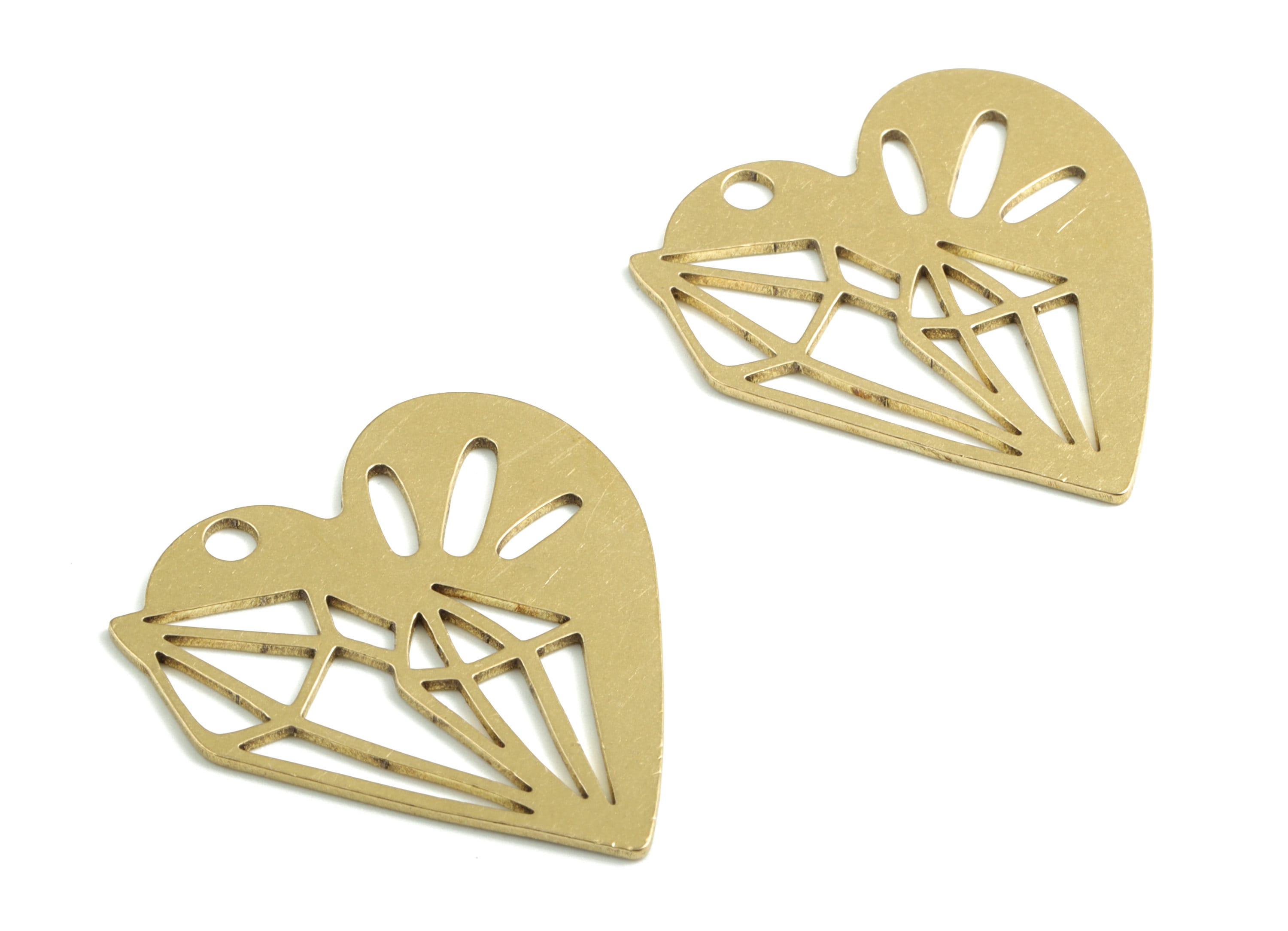 Brass Heart Earring Charms - Raw Brass Heart Pendant - Earrings Finding - Jewelry Supplies - 32.73x30.08x1.06mm - PPM2898 - DOMEDBAZAAR