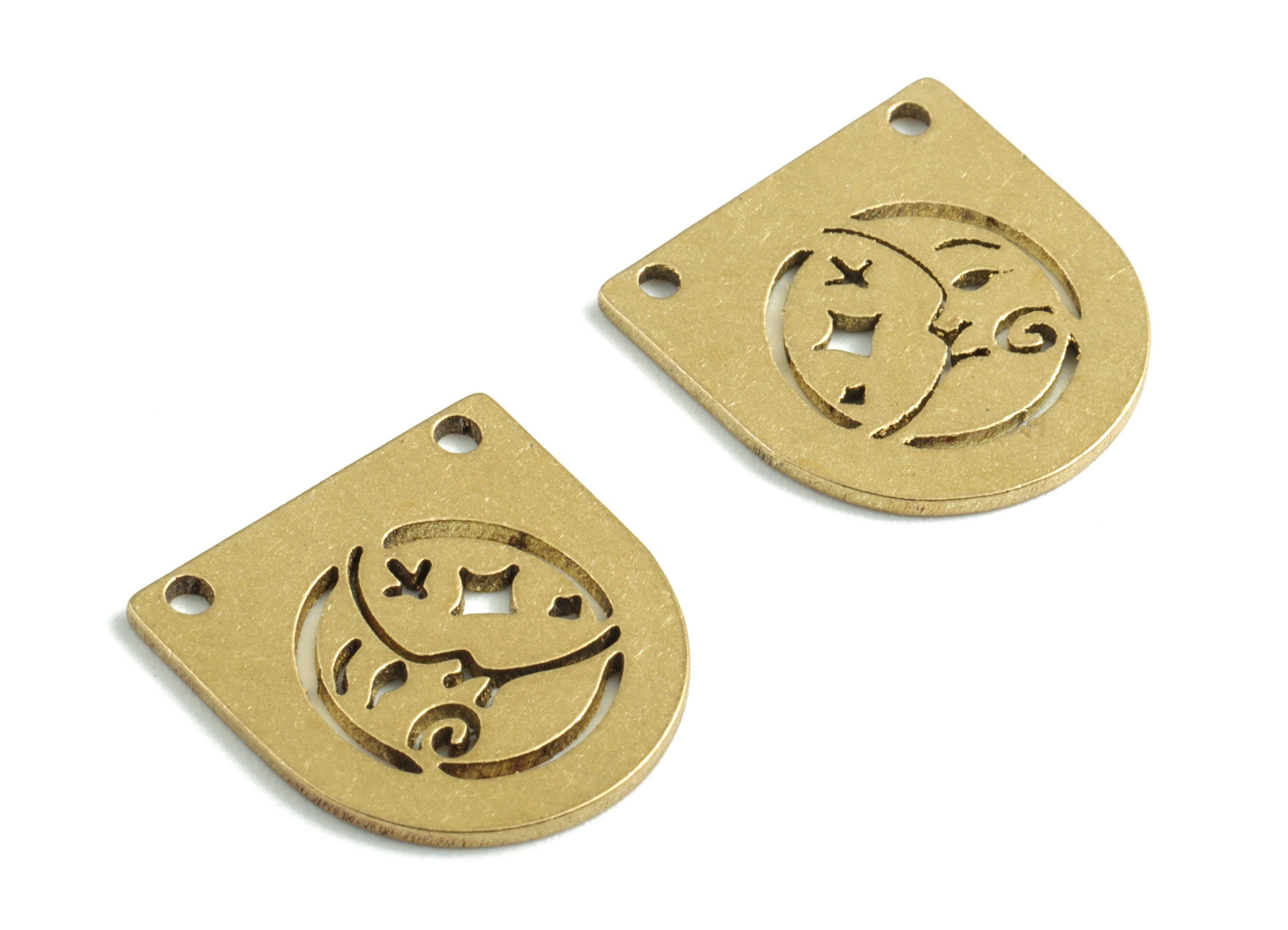 Brass Half Moon Earring Charms - Raw Brass Semi circle Earring - Earrings Finding - Jewelry Supplies - 13.97x13.56x0.81mm - PPM2910 - DOMEDBAZAAR