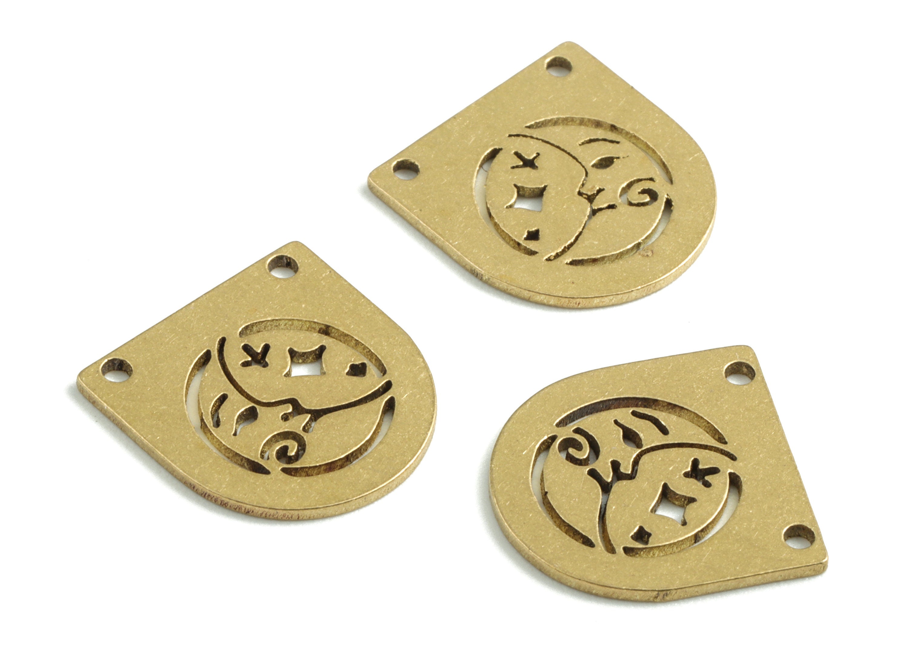 Brass Half Moon Earring Charms - Raw Brass Semi circle Earring - Earrings Finding - Jewelry Supplies - 13.97x13.56x0.81mm - PPM2910 - DOMEDBAZAAR
