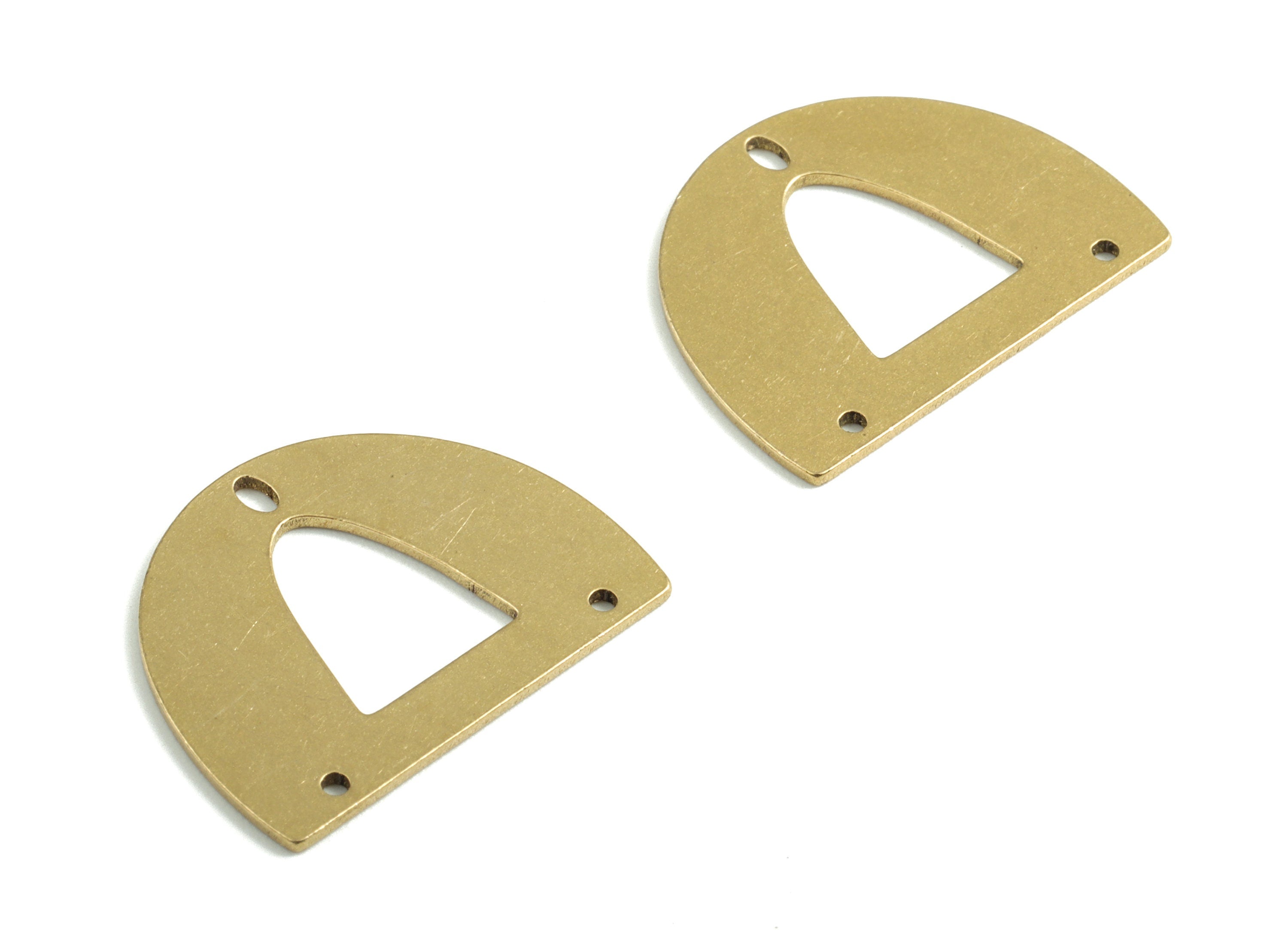 Brass Half Moon Earring Connector - Raw Brass Semi circle Earrings - Earrings Finding - Jewelry Supplies - 22.91x17.95x0.81mm - PPM2911 - DOMEDBAZAAR