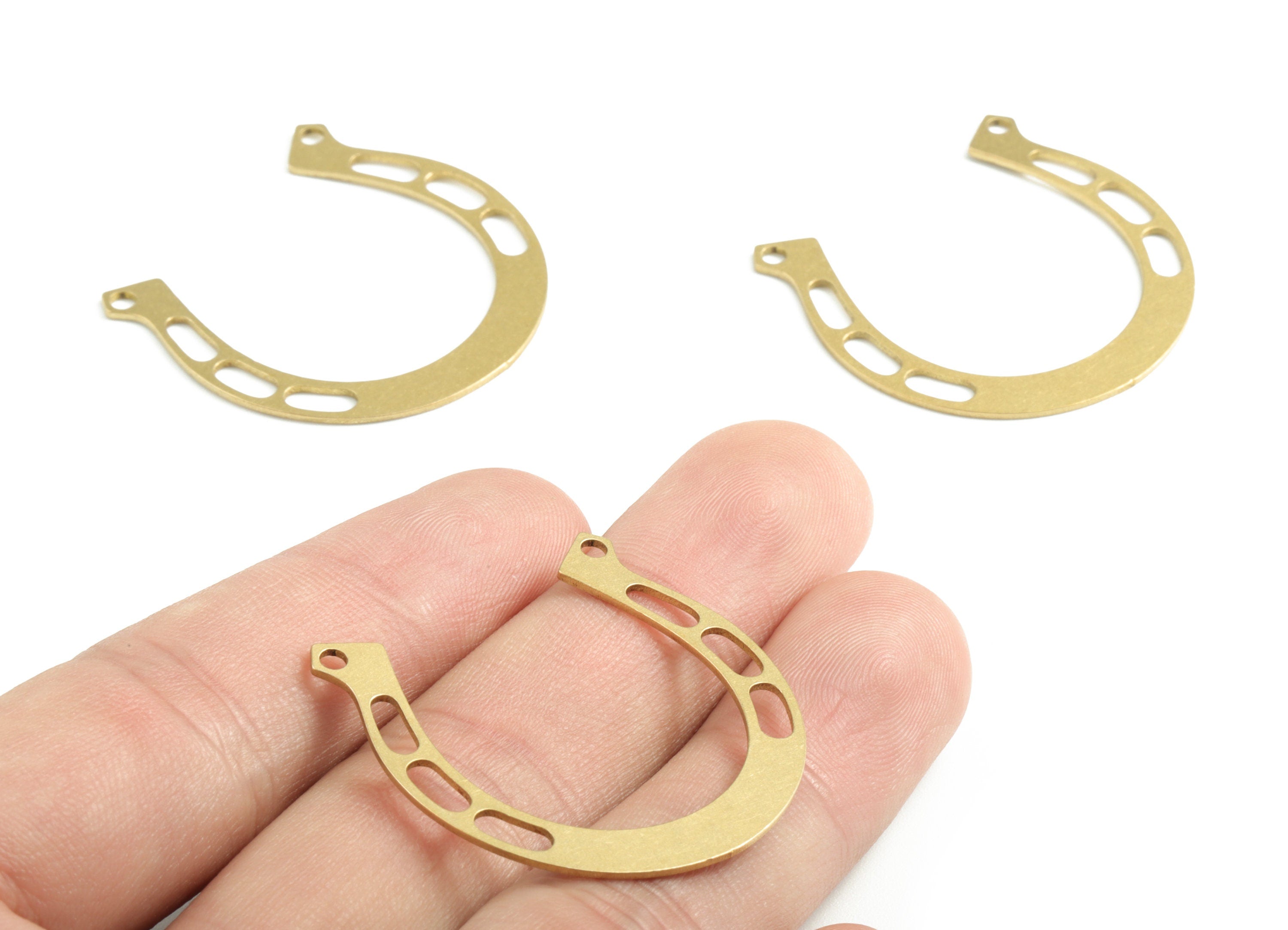Brass Horseshoe Earring Connector - Raw Brass Horseshoe Earring Charms - Earrings Finding - Jewelry Supplies - 34.57x33.13x0.88mm - PPM2897 - DOMEDBAZAAR