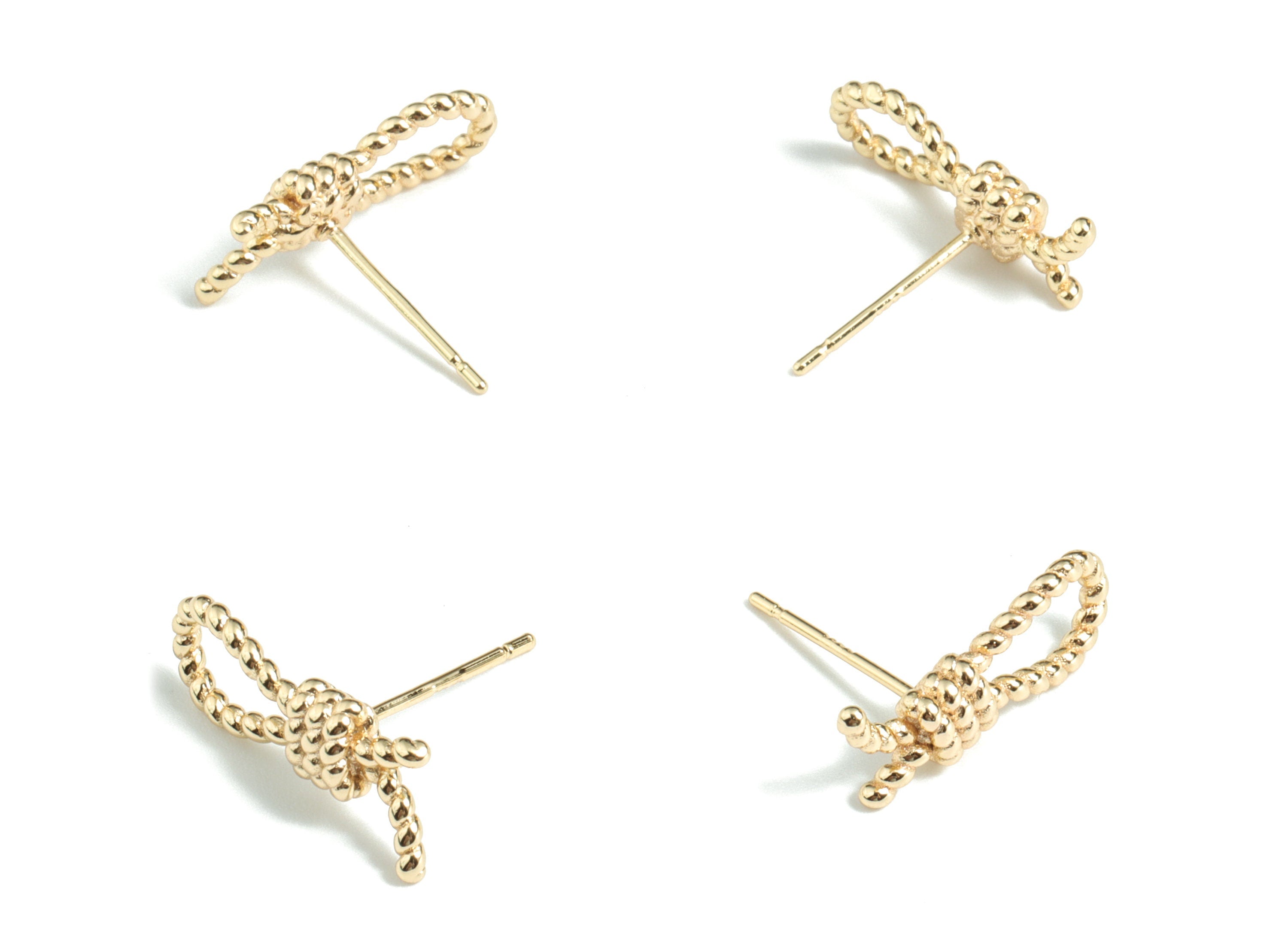 Brass Knot Earring Stud - Gold Knot Earring Stud - 18K Real Gold Plated Brass - Jewelry Supplies - 17.26x15.44x3.59mm - RGP2720 - DOMEDBAZAAR