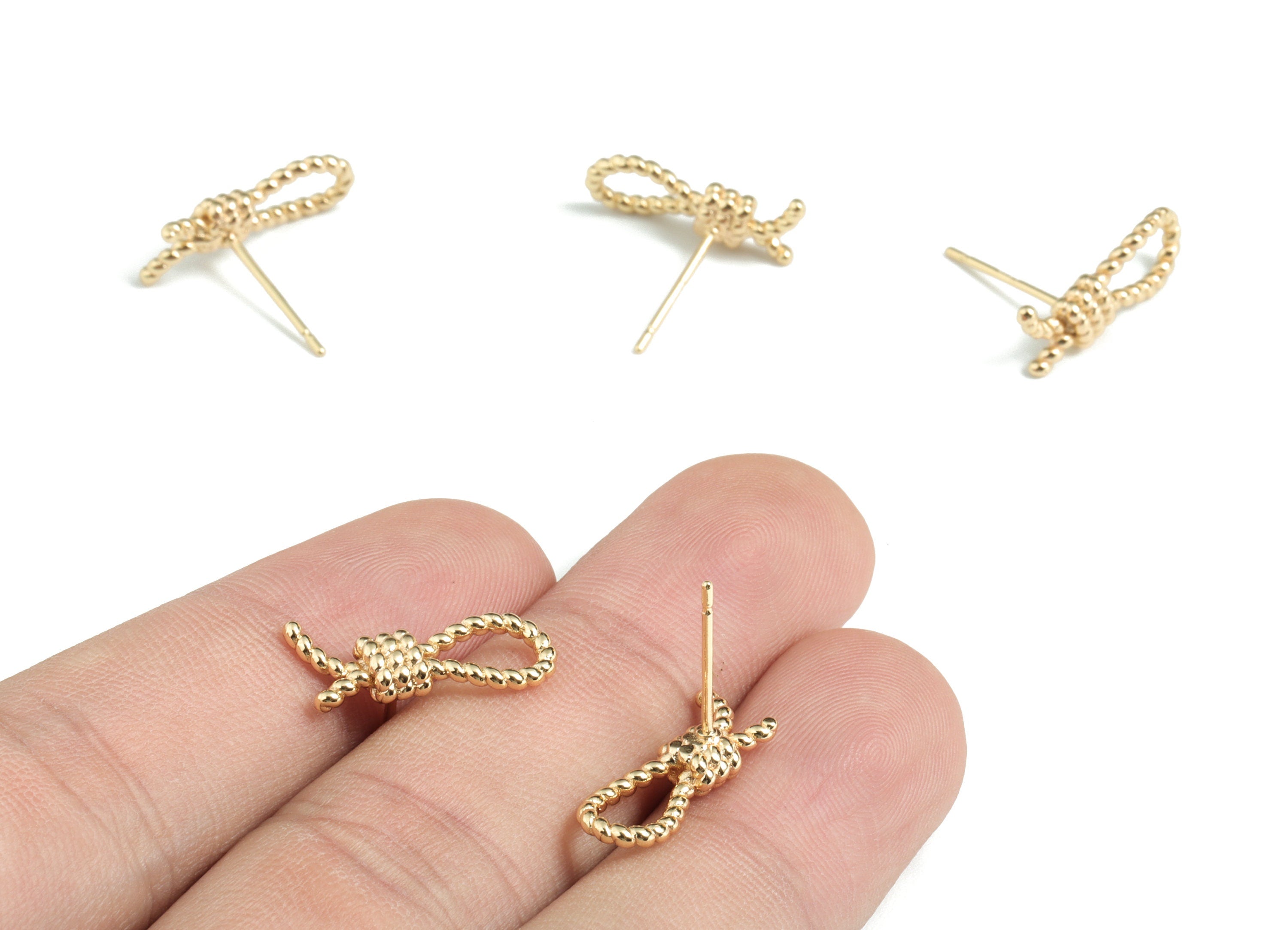 Brass Knot Earring Stud - Gold Knot Earring Stud - 18K Real Gold Plated Brass - Jewelry Supplies - 17.26x15.44x3.59mm - RGP2720 - DOMEDBAZAAR