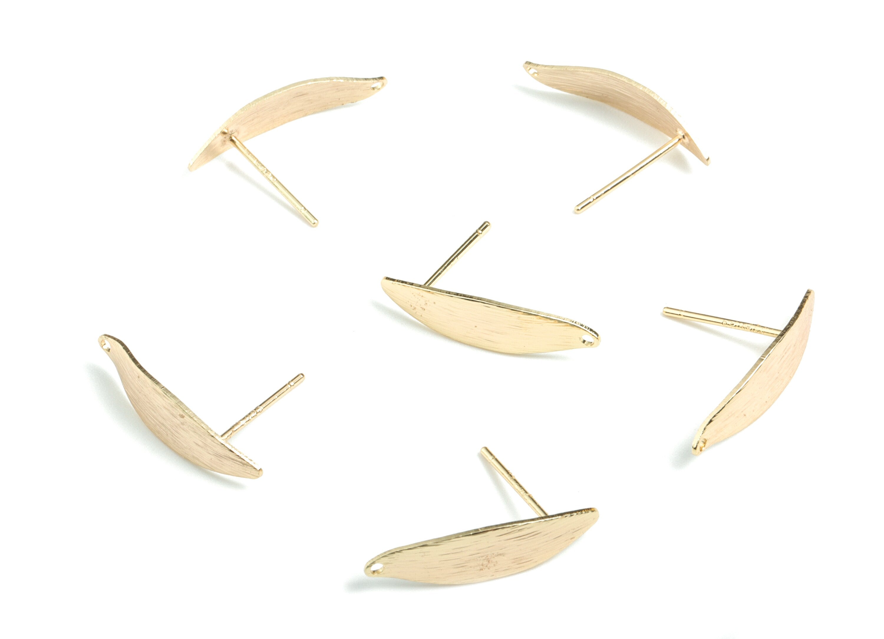Brass Ellipse Earring Stud - Gold Ellipse Earring Stud - 18K Real Gold Plated Brass - Jewelry Supplies - 20.13x12.49x1.83mm - RGP2722 - DOMEDBAZAAR