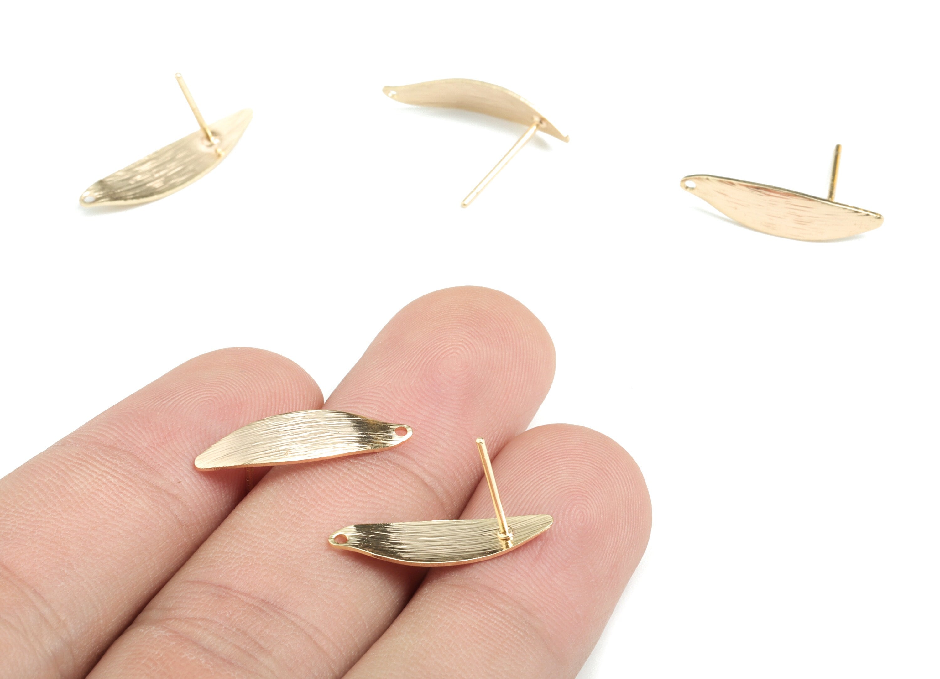 Brass Ellipse Earring Stud - Gold Ellipse Earring Stud - 18K Real Gold Plated Brass - Jewelry Supplies - 20.13x12.49x1.83mm - RGP2722 - DOMEDBAZAAR