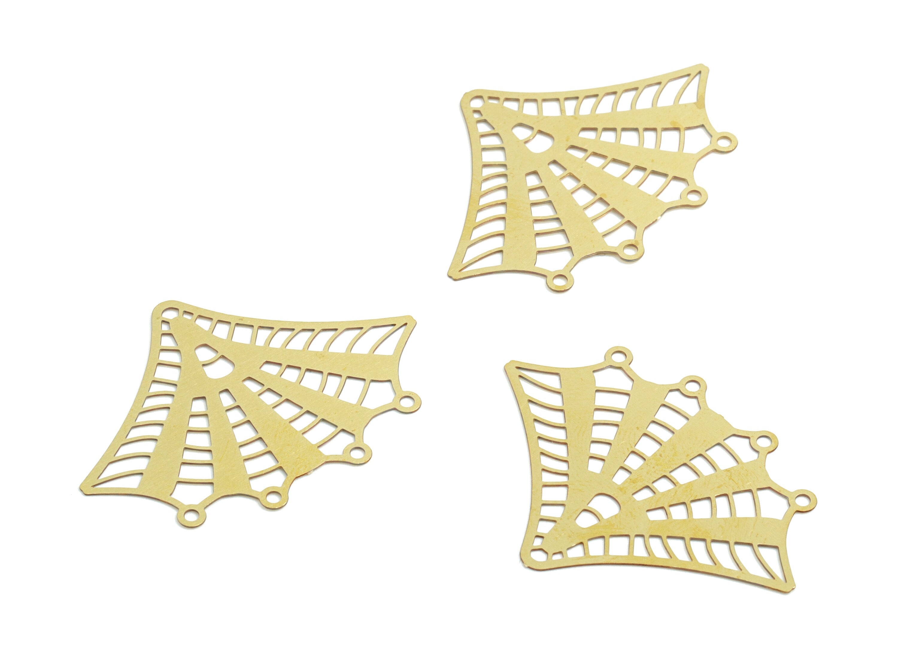 Brass Leaf Earring Charm - Raw Brass Spider web Earring Connector - 4 Hole - Earring Findings - Jewelry Supplies - 36.69x27x0.29mm - JJB6252 - DOMEDBAZAAR