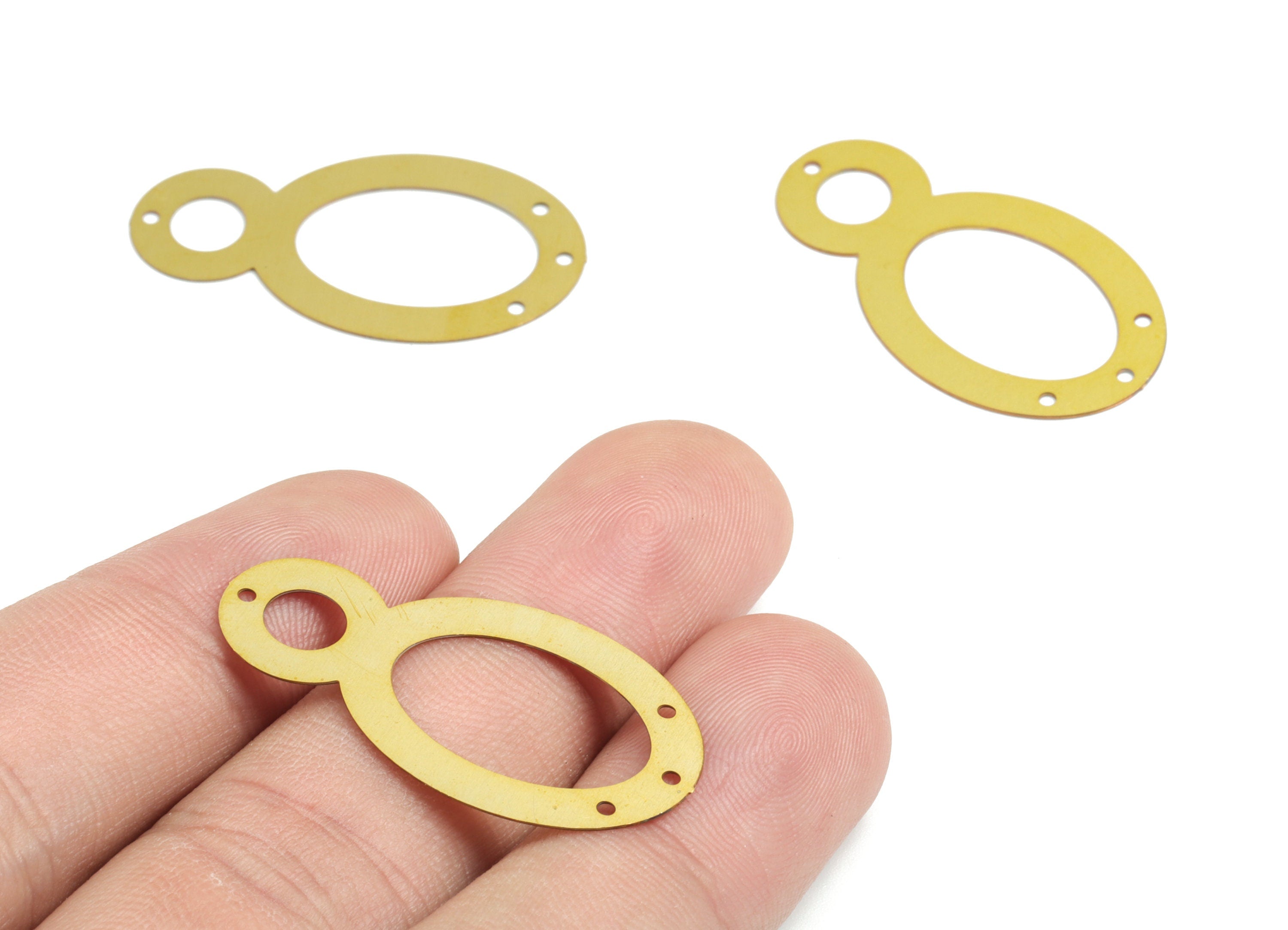 Brass Round Circle Earring Charm - Raw Brass 8 Earring Connector - 4 Hole - Earring Findings - Jewelry Supplies - 33.75x18.7x0.3mm - JJB6254 - DOMEDBAZAAR