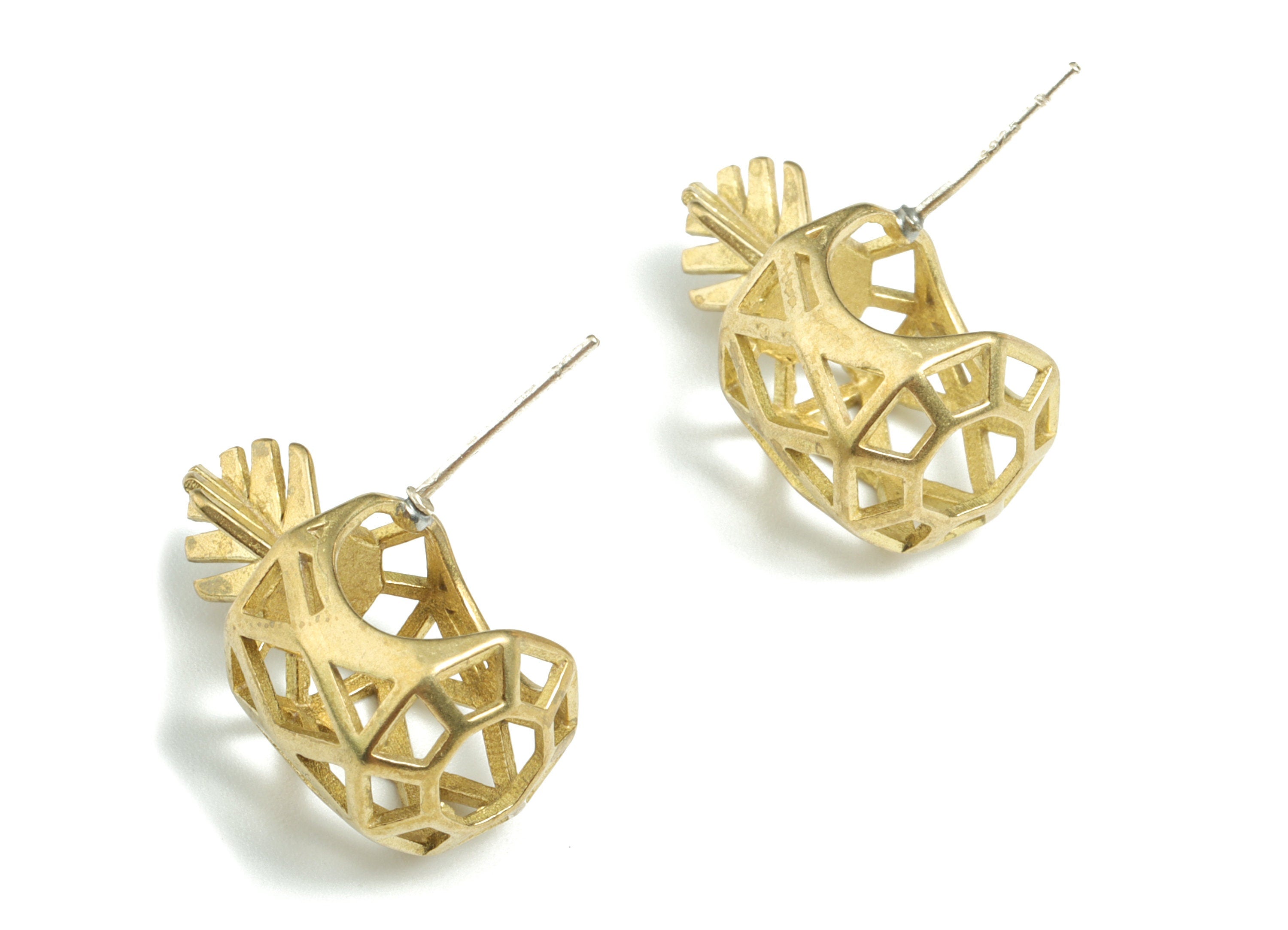 Brass Pineapple Earring Stud - Raw Brass Pineapple Earring Post - Earring Post - Jewelry Supplies - 22.88x22.65x12.29mm - PPME235 - DOMEDBAZAAR