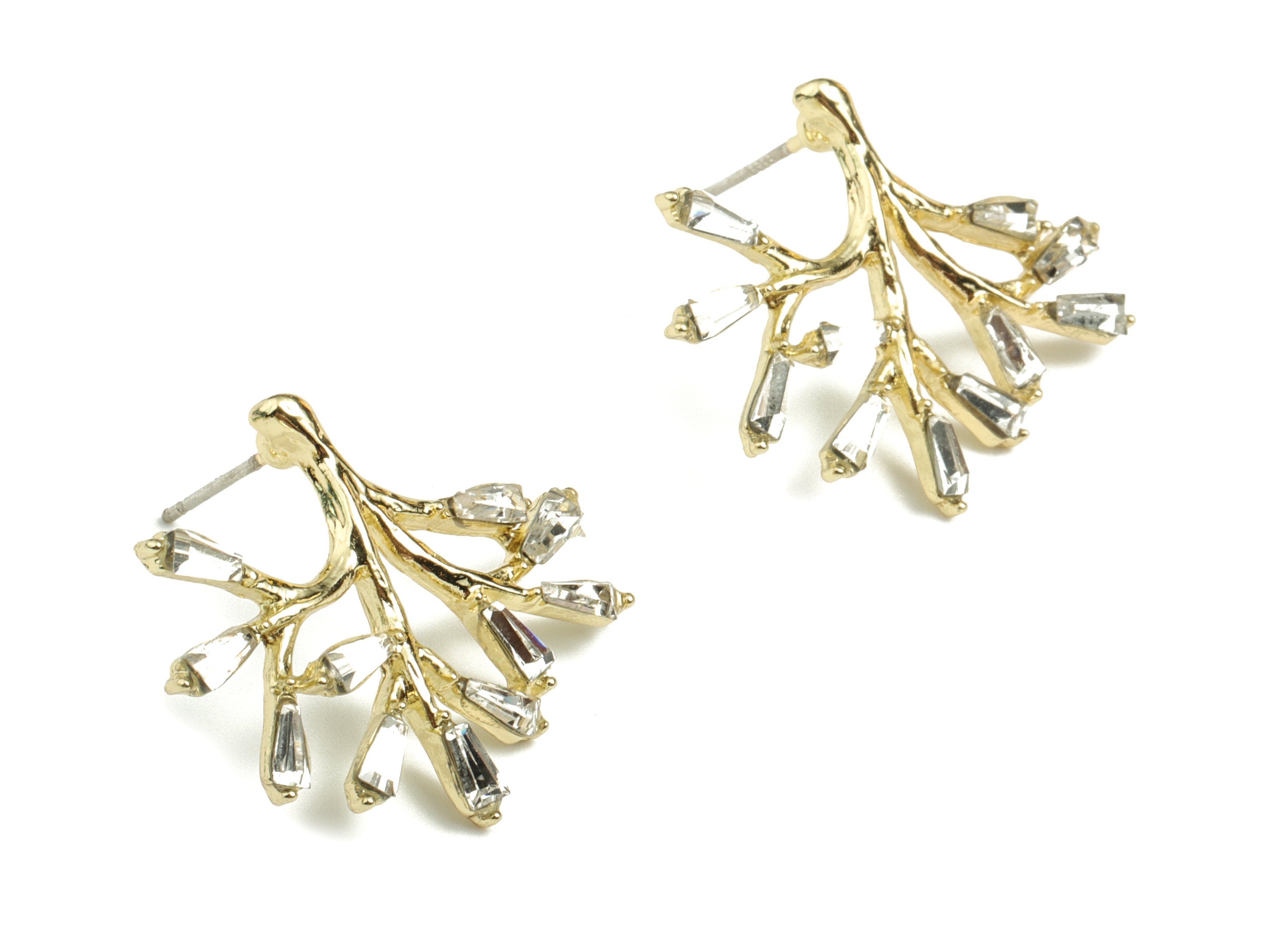 Alloy Branch Earring Stud - Gold Alloy Branch Earring Post - Gold Tone Plated Alloy - Jewelry Supplies - 26.2x22.69x3.15mm - ZZ1735 - DOMEDBAZAAR