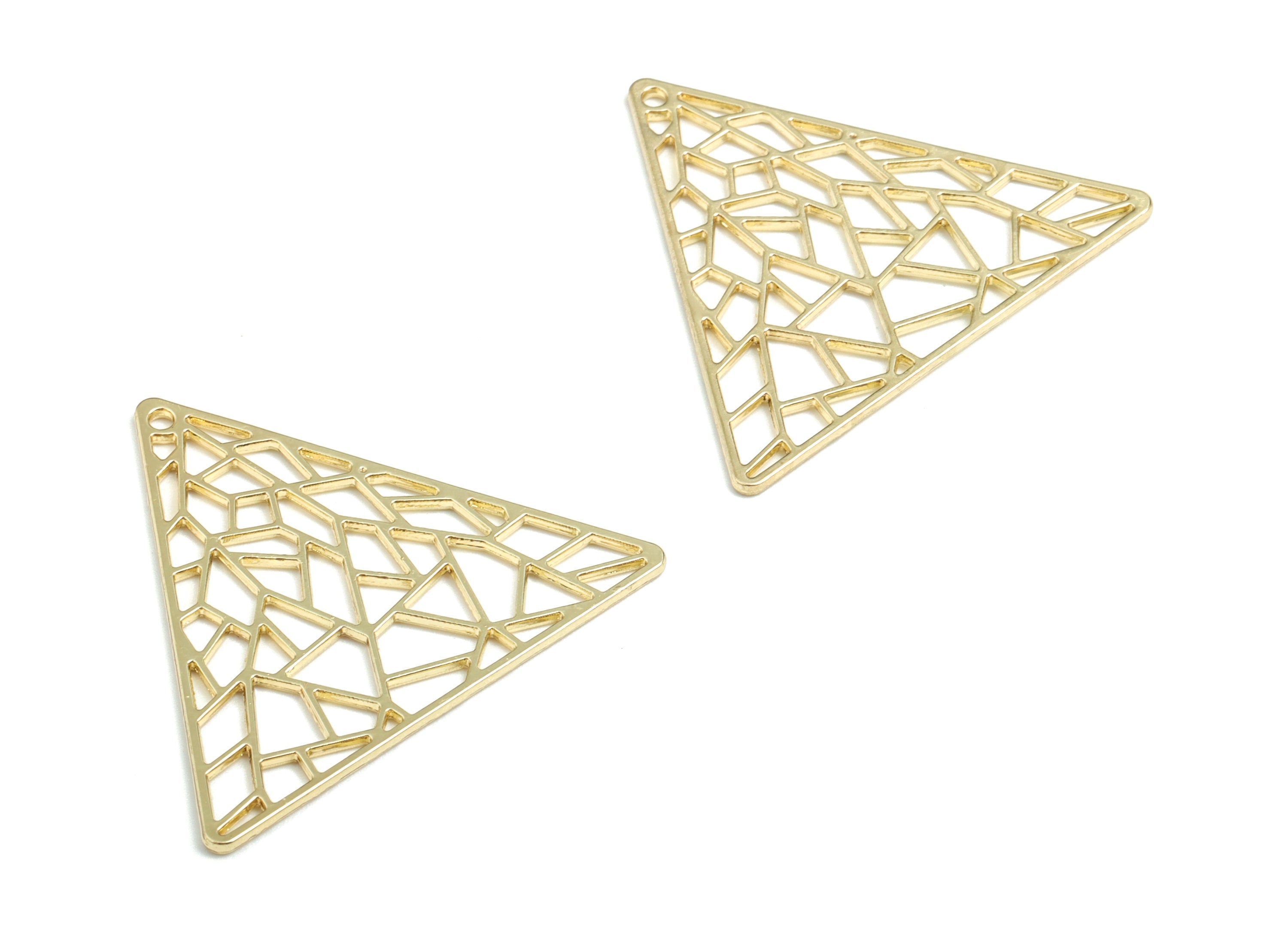 Alloy Triangle Earring Charms - Gold Alloy Triangle Pendant - Gold Tone Plated Alloy - Jewelry Supplies - 34.14x34.14x1.16mm - ZZ1717 - DOMEDBAZAAR