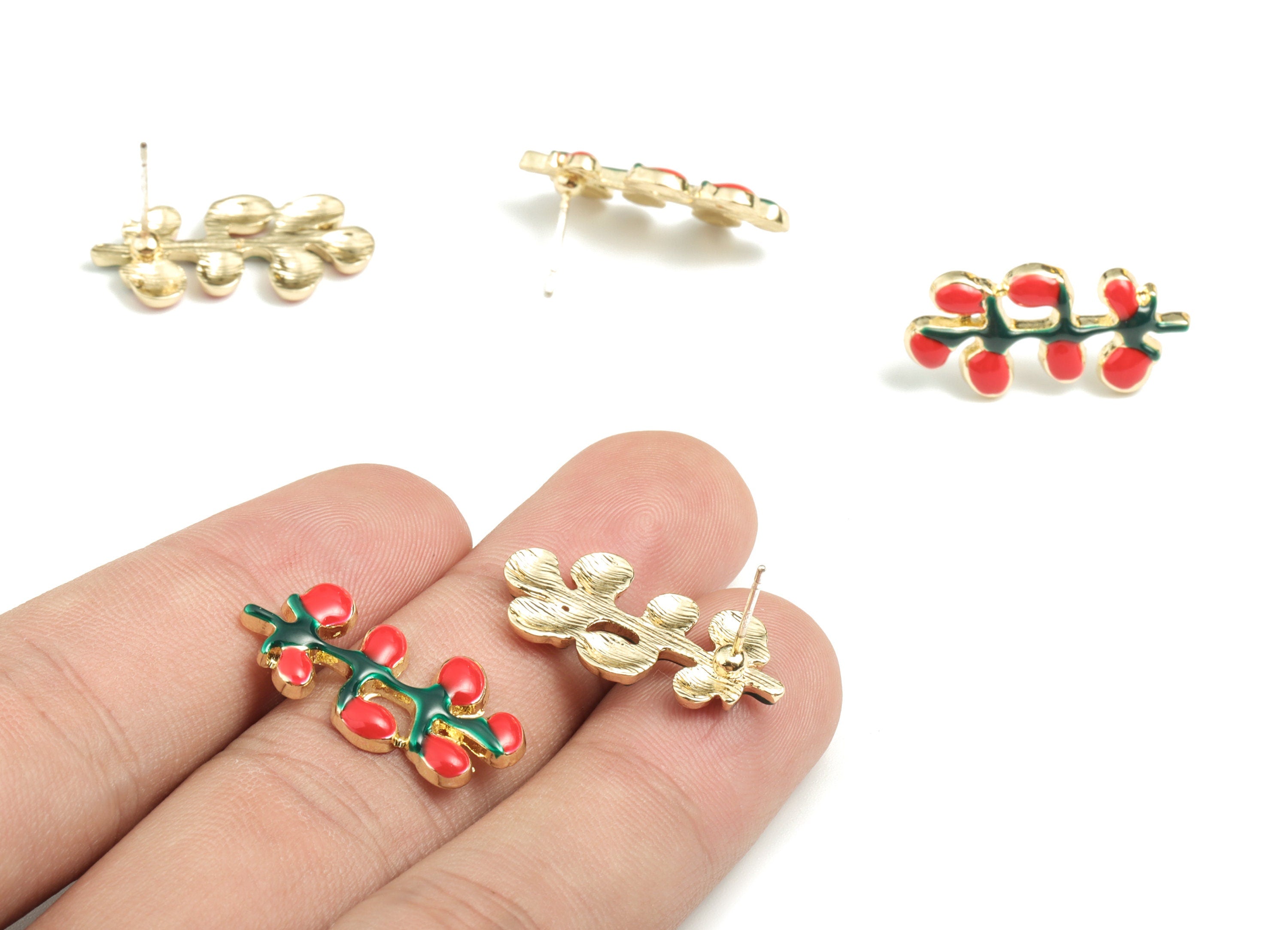 Alloy Flower Earring Stud - Gold Alloy Flower Earring Post - Gold Tone Plated Alloy - Jewelry Supplies - 24.45x12.17x2.51mm - ZZ1738 - DOMEDBAZAAR