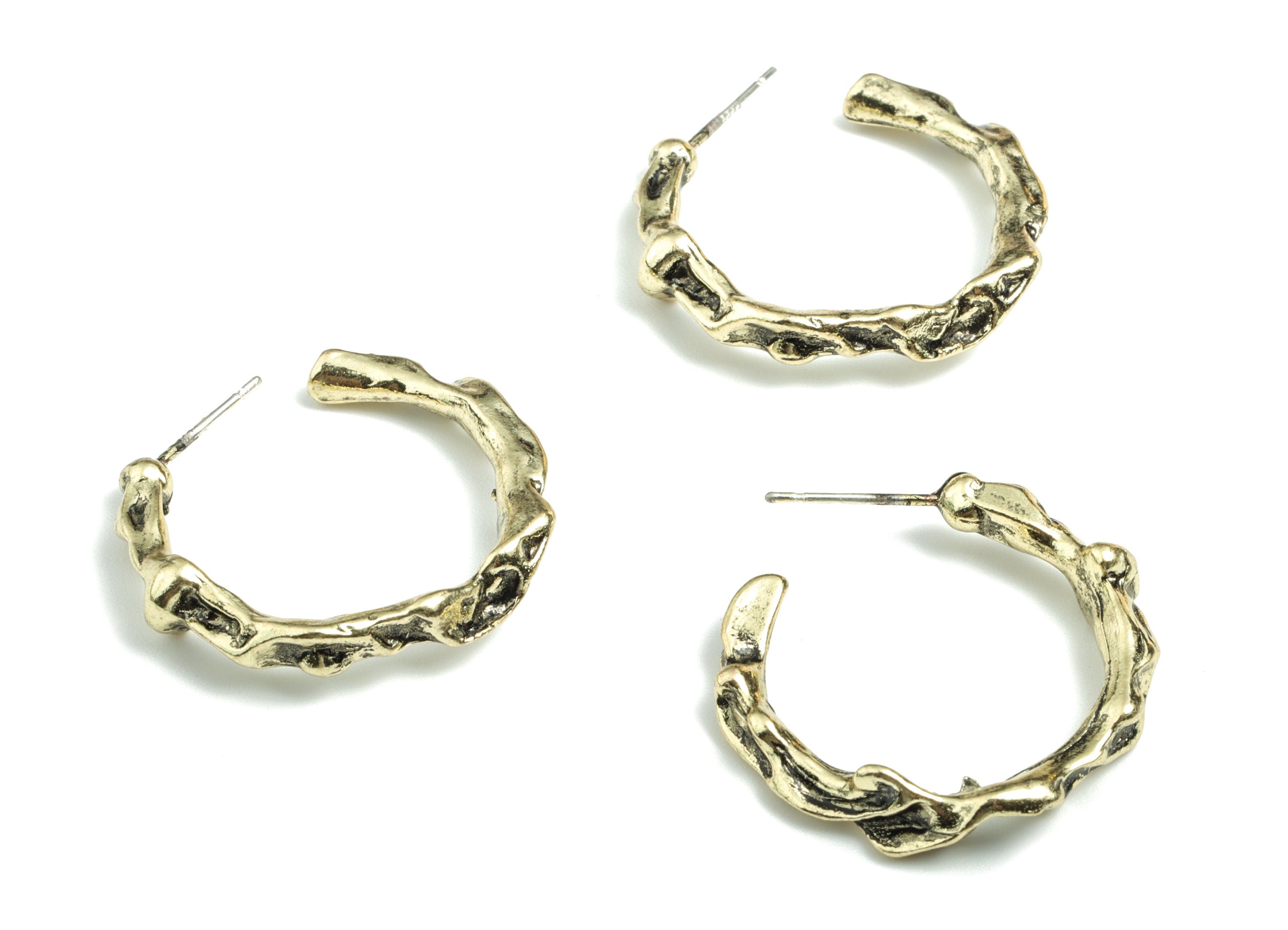 Alloy Hoop Earring Stud - Gold Alloy C Earring Post - Gold Tone Plated Alloy - Jewelry Supplies - 26.59x26.07x5.07mm - ZZ1729 - DOMEDBAZAAR