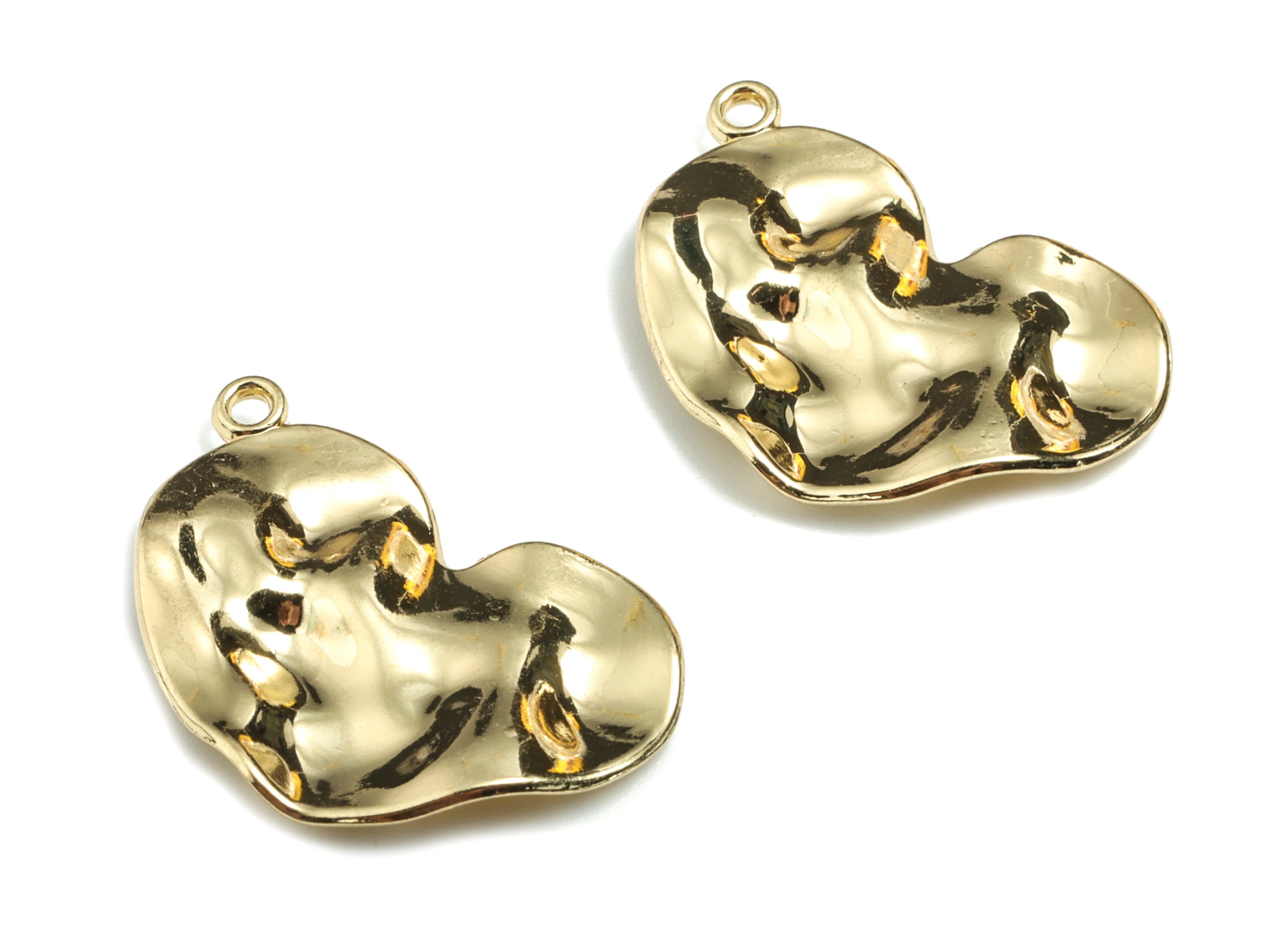 Alloy Wrinkled Earring Charms - Gold Alloy Crease Pendant - Gold Tone Plated Alloy - Jewelry Supplies - 28.11x19.44x2.61mm - ZZ1714 - DOMEDBAZAAR