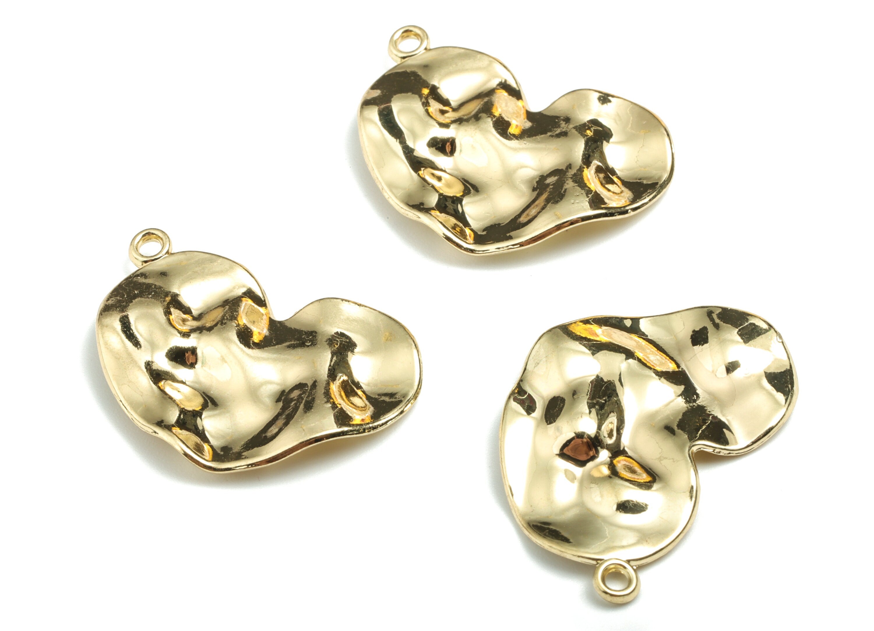 Alloy Wrinkled Earring Charms - Gold Alloy Crease Pendant - Gold Tone Plated Alloy - Jewelry Supplies - 28.11x19.44x2.61mm - ZZ1714 - DOMEDBAZAAR