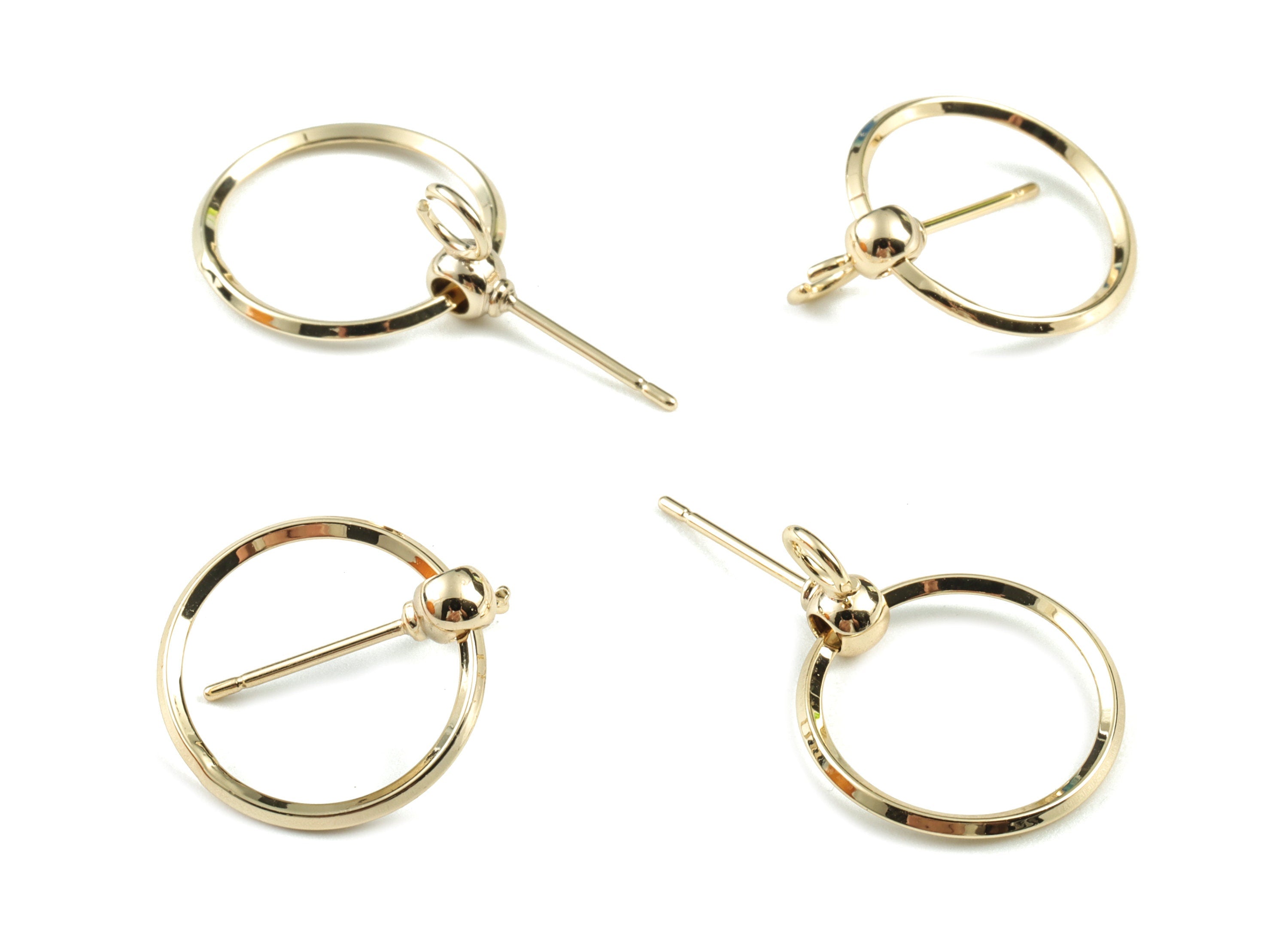 Brass Hoop Earring Stud - Gold Hoop Earring Stud - 18K Real Gold Plated Brass Chain - Jewelry Supplies - 27.89x16.03x8.58mm - RGP2723 - DOMEDBAZAAR