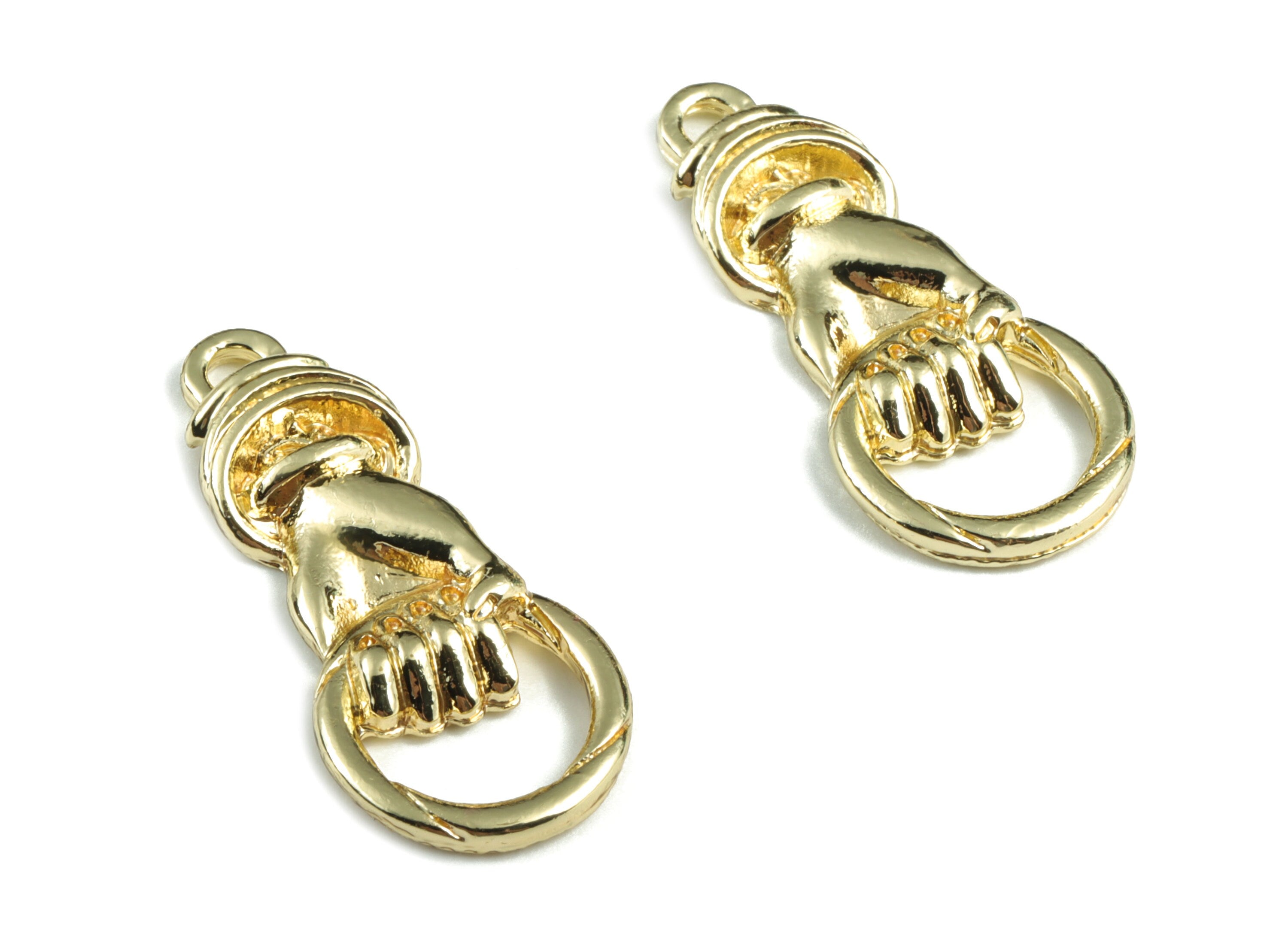Alloy Hand Hoop Earring Charms - Gold Alloy Hand Hoop Pendant - Gold Tone Plated Alloy - Jewelry Supplies - 29.43x13.28x3.66mm - ZZ1754 - DOMEDBAZAAR