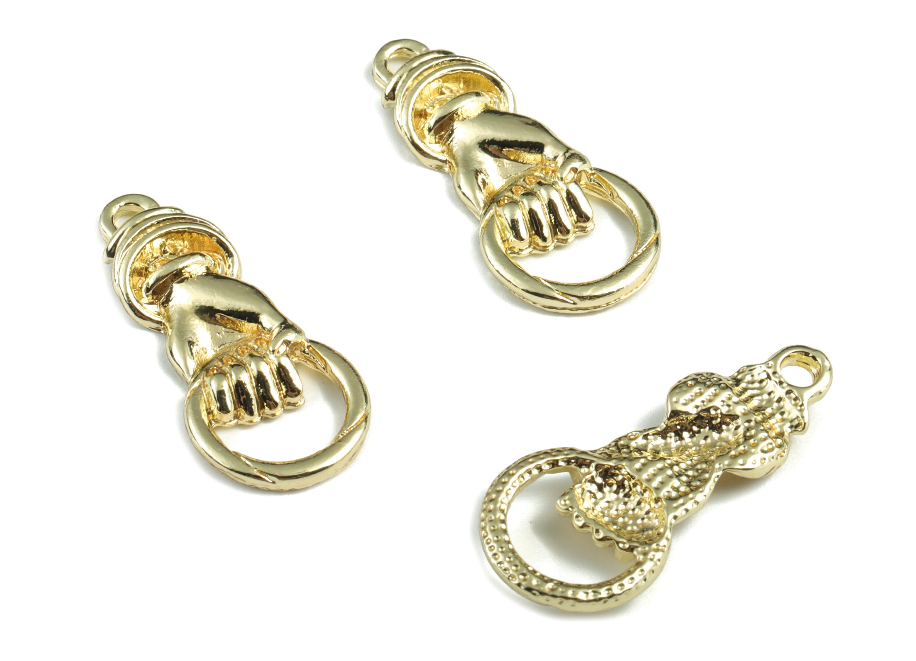 Alloy Hand Hoop Earring Charms - Gold Alloy Hand Hoop Pendant - Gold Tone Plated Alloy - Jewelry Supplies - 29.43x13.28x3.66mm - ZZ1754 - DOMEDBAZAAR