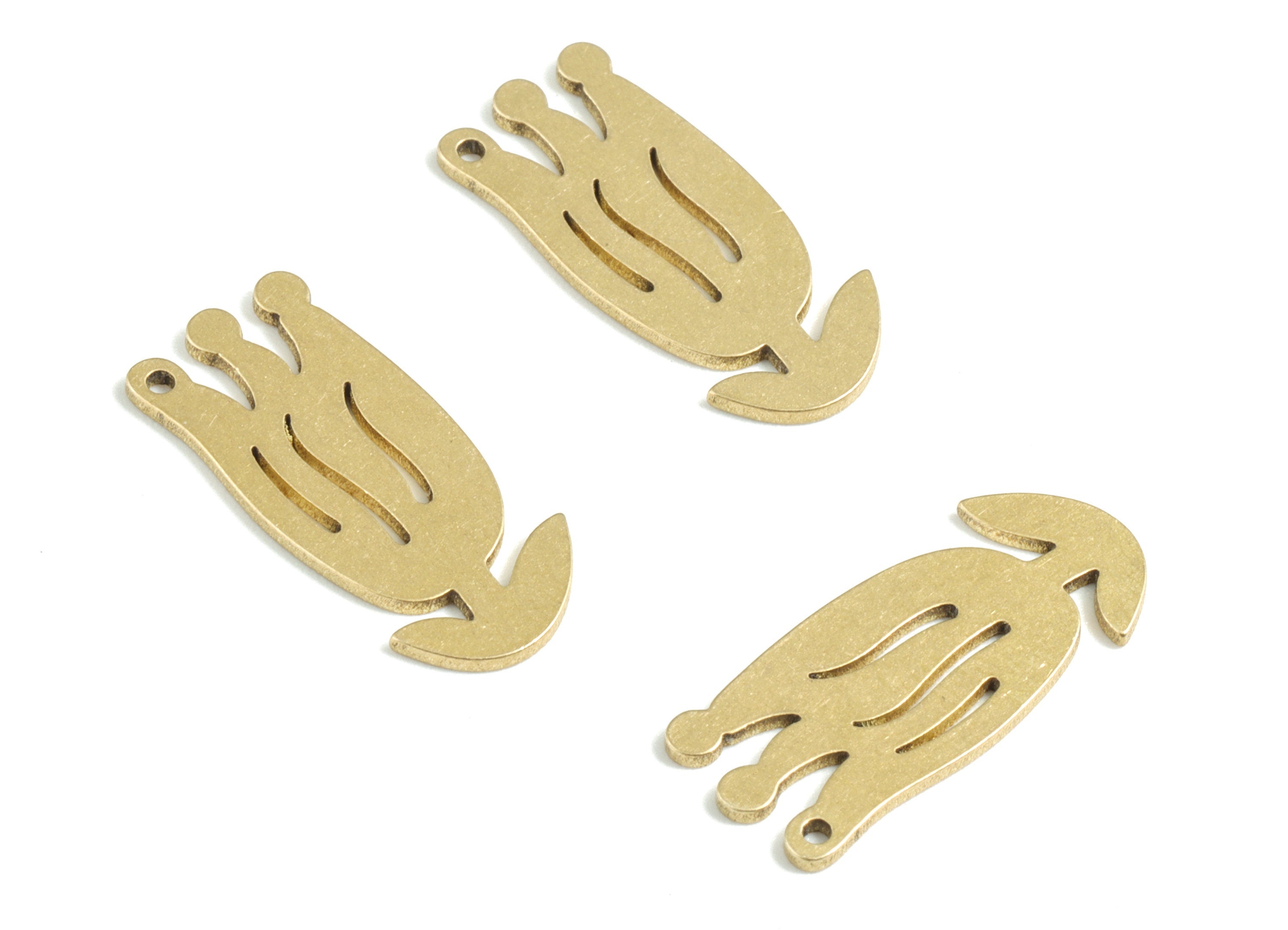 Brass Flower Earring Charms - Raw Brass Lotus Pendant - Earrings Finding - Jewelry Supplies - 20.52x9.02x0.82mm - PPM3133 - DOMEDBAZAAR