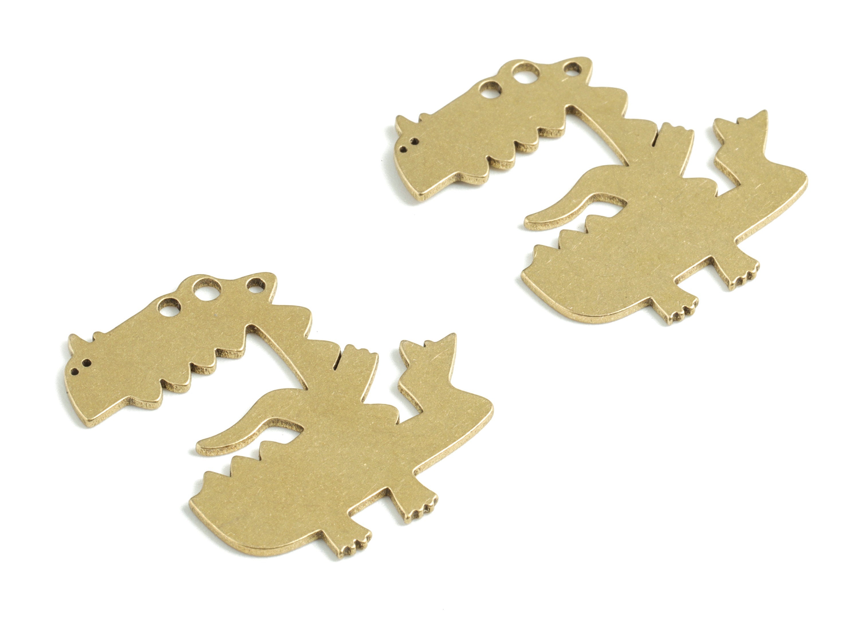 Brass Crocodile Earring Charms - Raw Brass Alligator Pendant - Earrings Finding - Jewelry Supplies - 24.33x22.53x0.84mm - PPM3118 - DOMEDBAZAAR